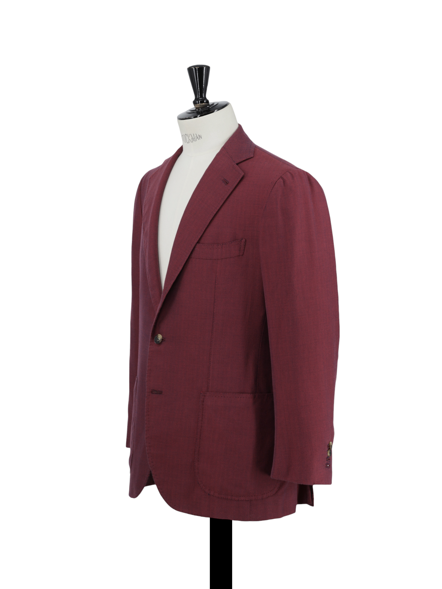Orazio Luciano Red & Navy Super-Cotton Chevron-Herringbone Jacket