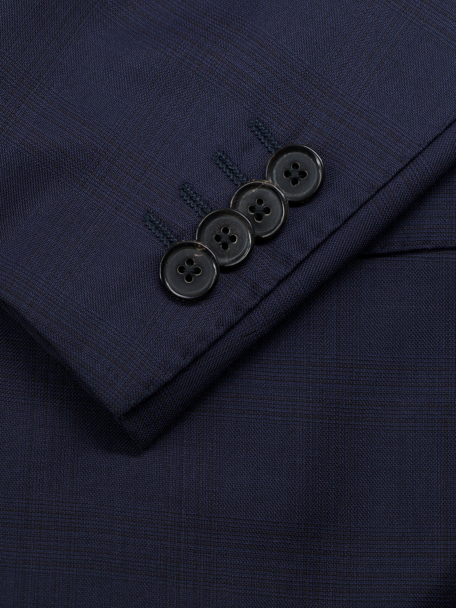 Caruso Dark Blue Fine-Wool Checkered Aida Suit