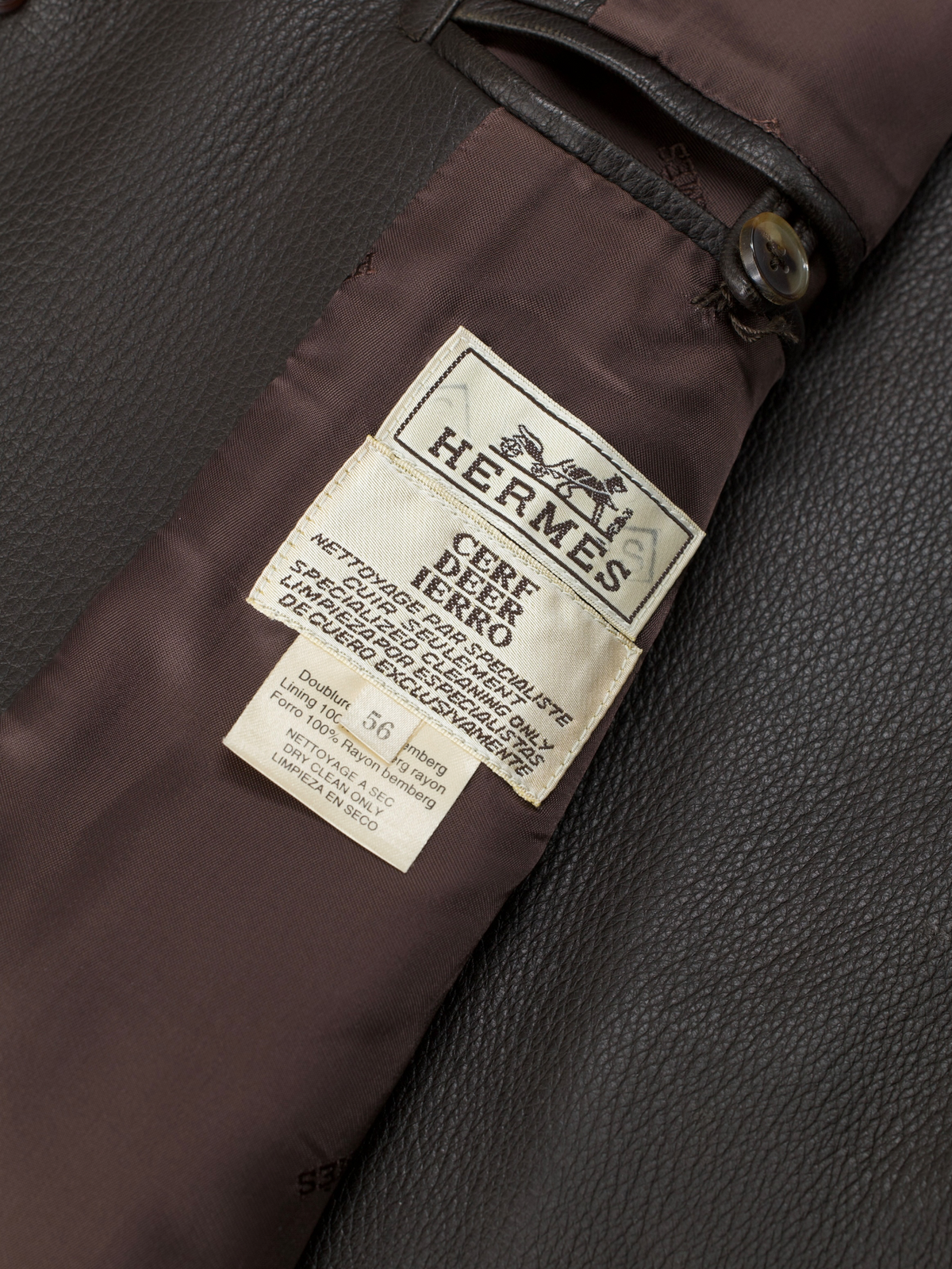 Hermès Dark Brown Deerskin Leather Jacket