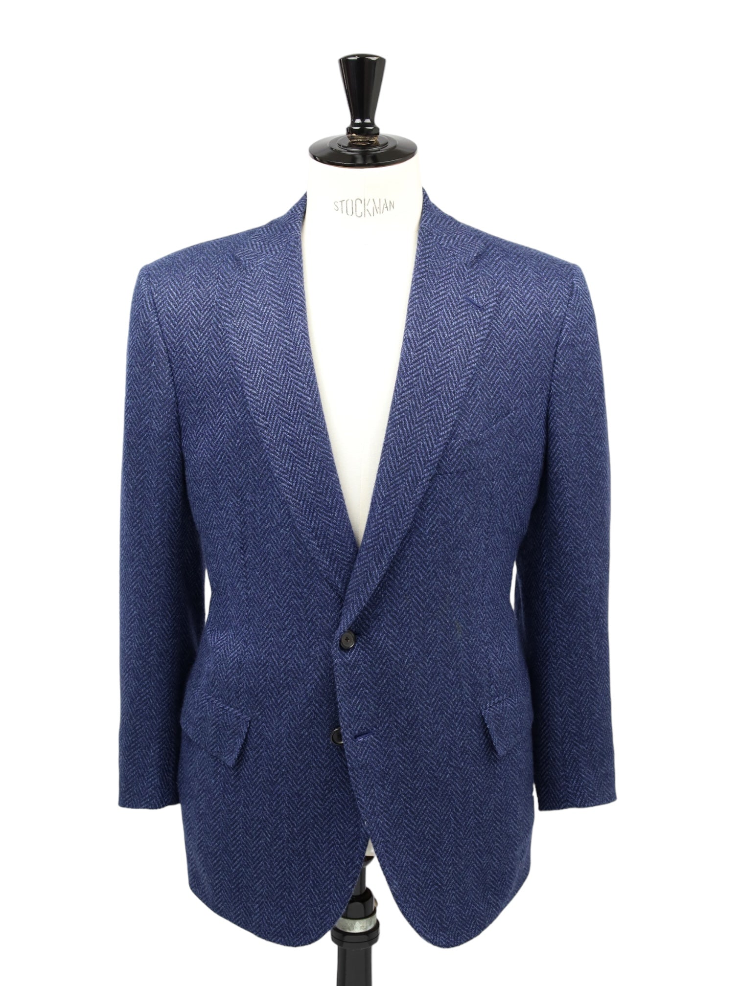Cesare Attolini Blue Cashmere Herringbone Jacket