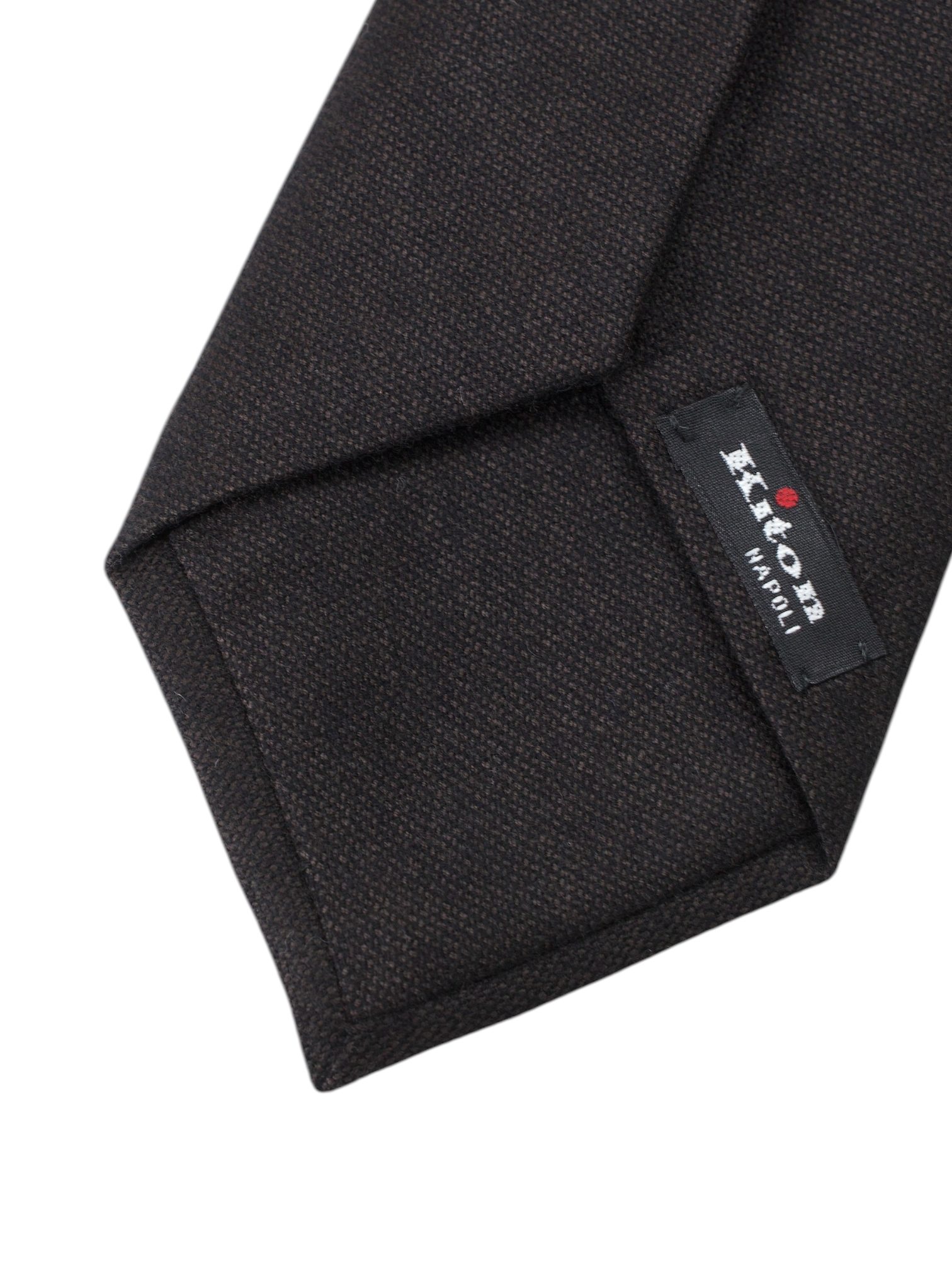 Kiton 5-Fold Dark Brown Wool, Cashmere & Stretch Tie