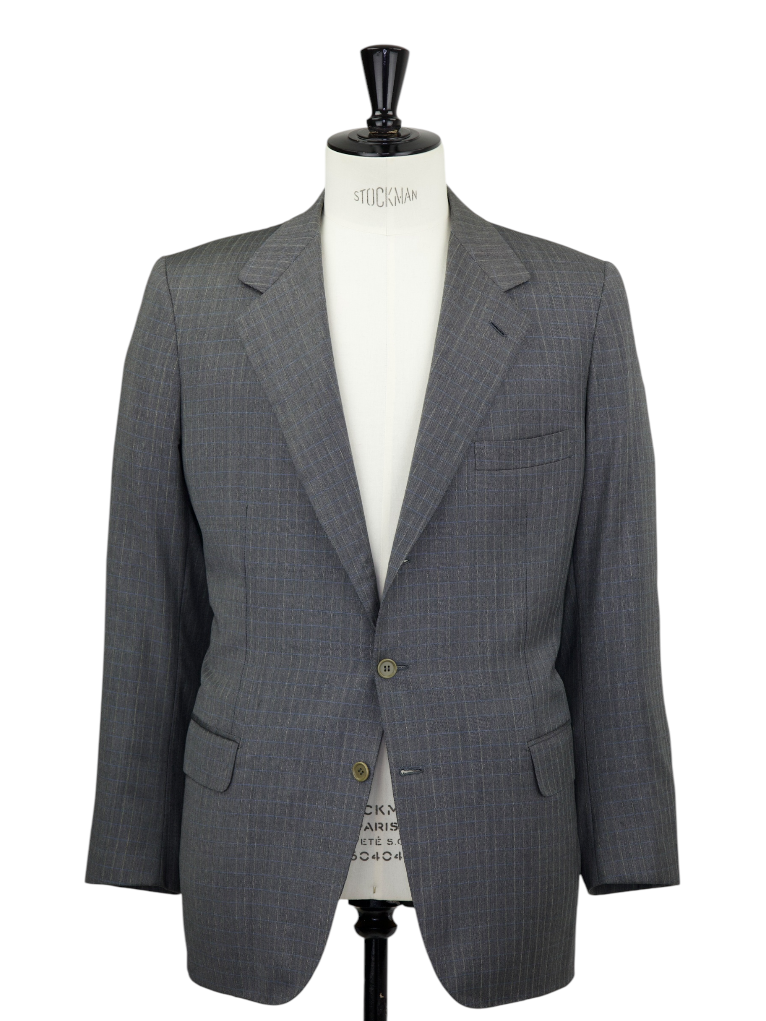 Brioni Grey Fine Wool Multicolor Windowpane Suit