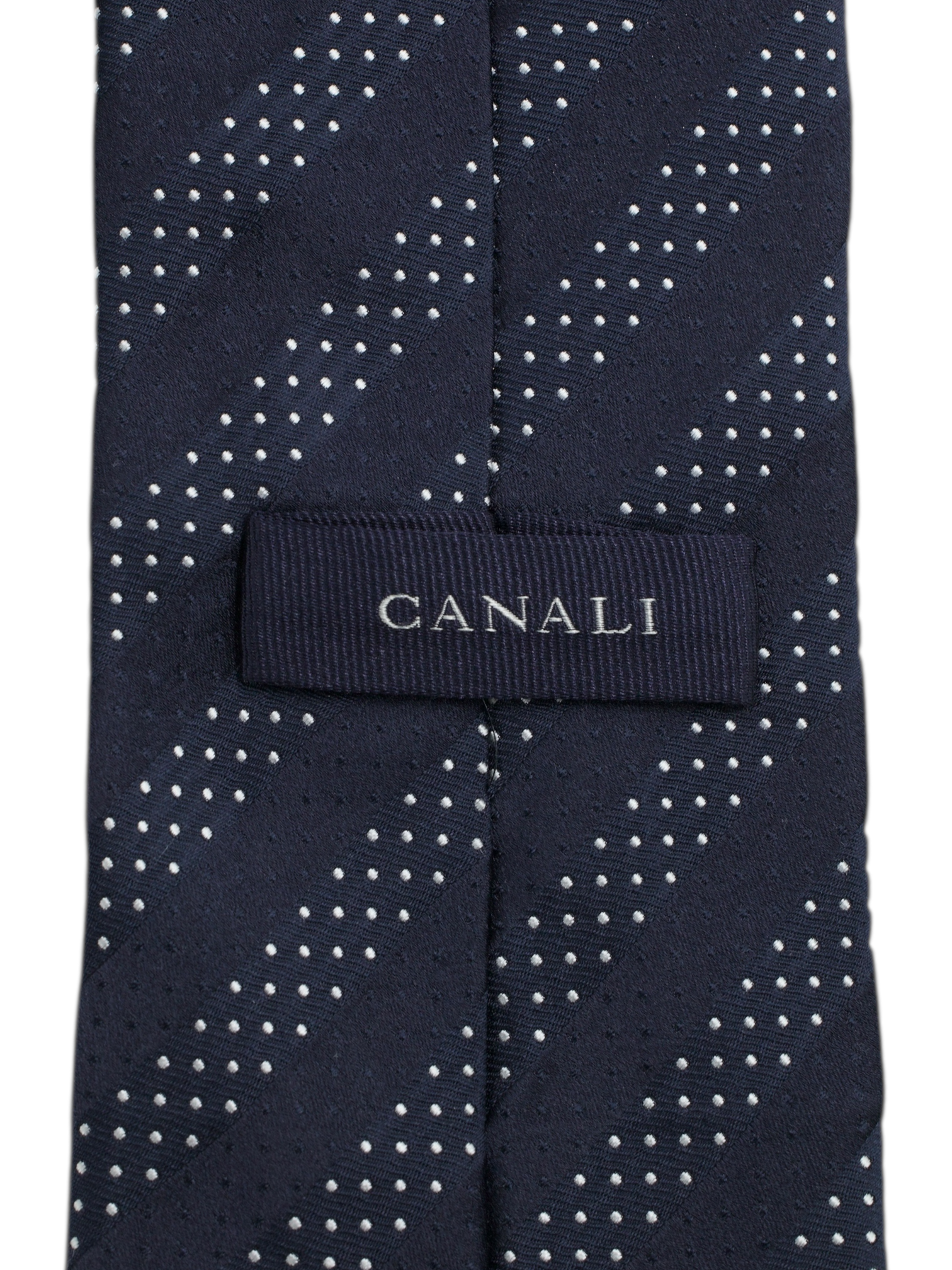 Canali Deep Navy Silk Stripe & Dots Tie
