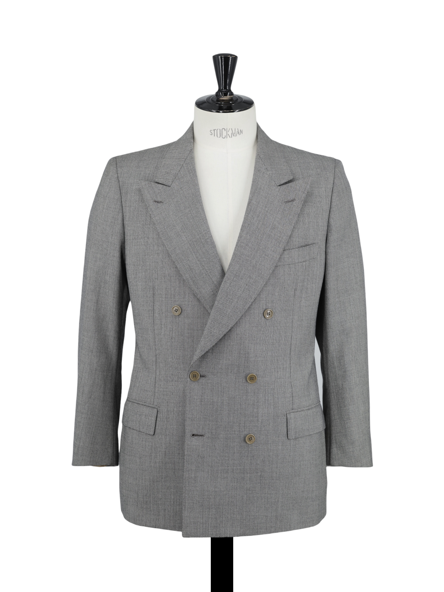 Brioni Grey Vintage Wool Double-Breasted Roman-Style Sharkskin Suit