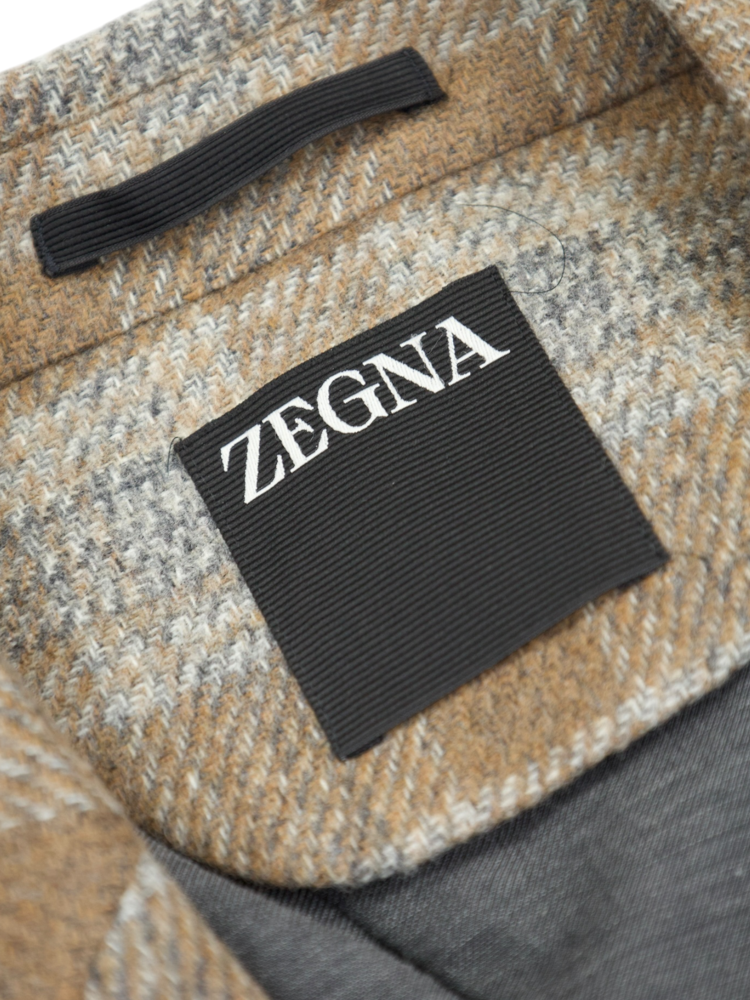 Ermenegildo Zegna Caramel & Taupe Wool-Stretch Windowpane Jacket