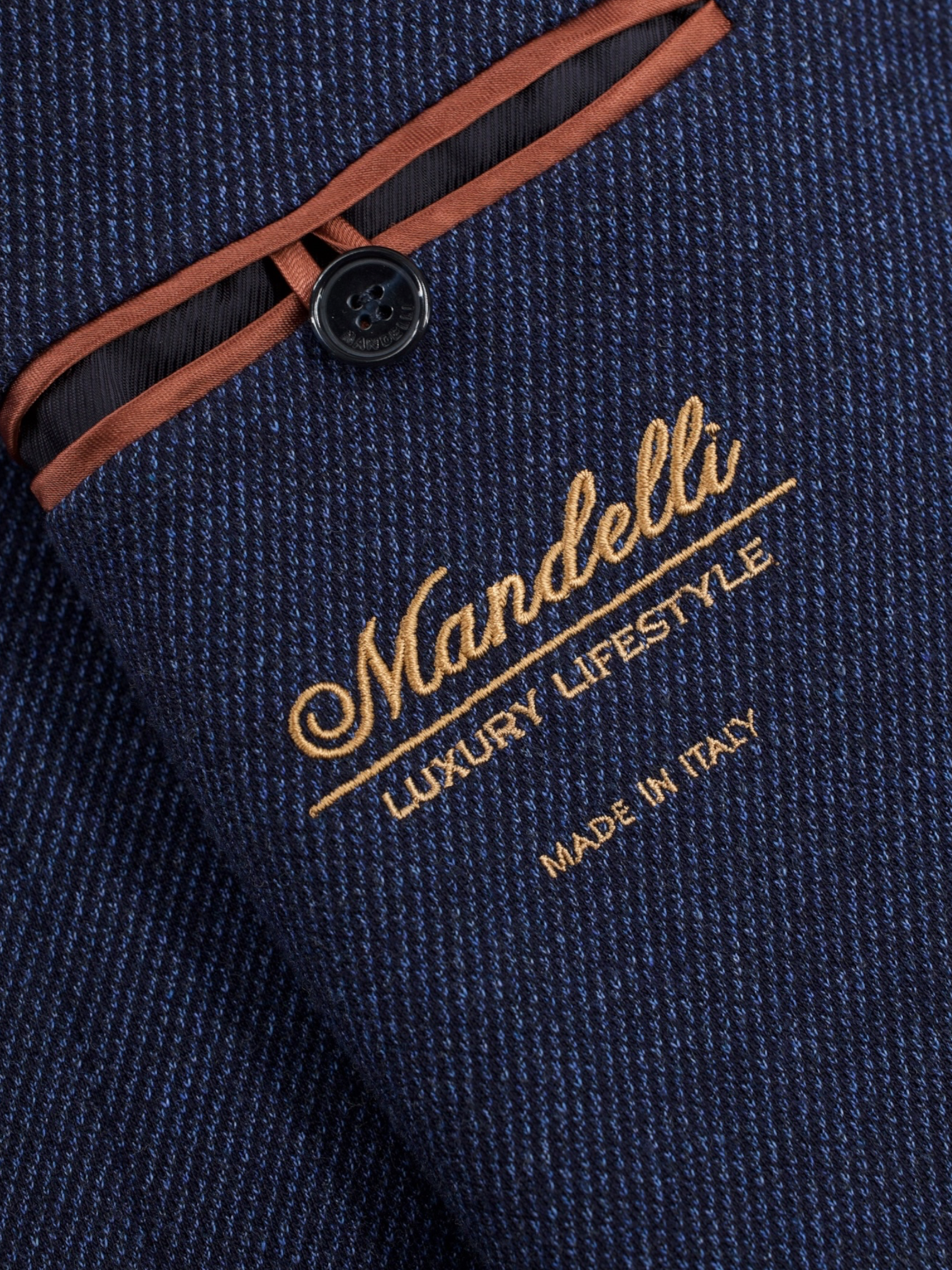Mandelli Blue Wool & Cotton "Cotton-Way" Knitted Twill Jacket