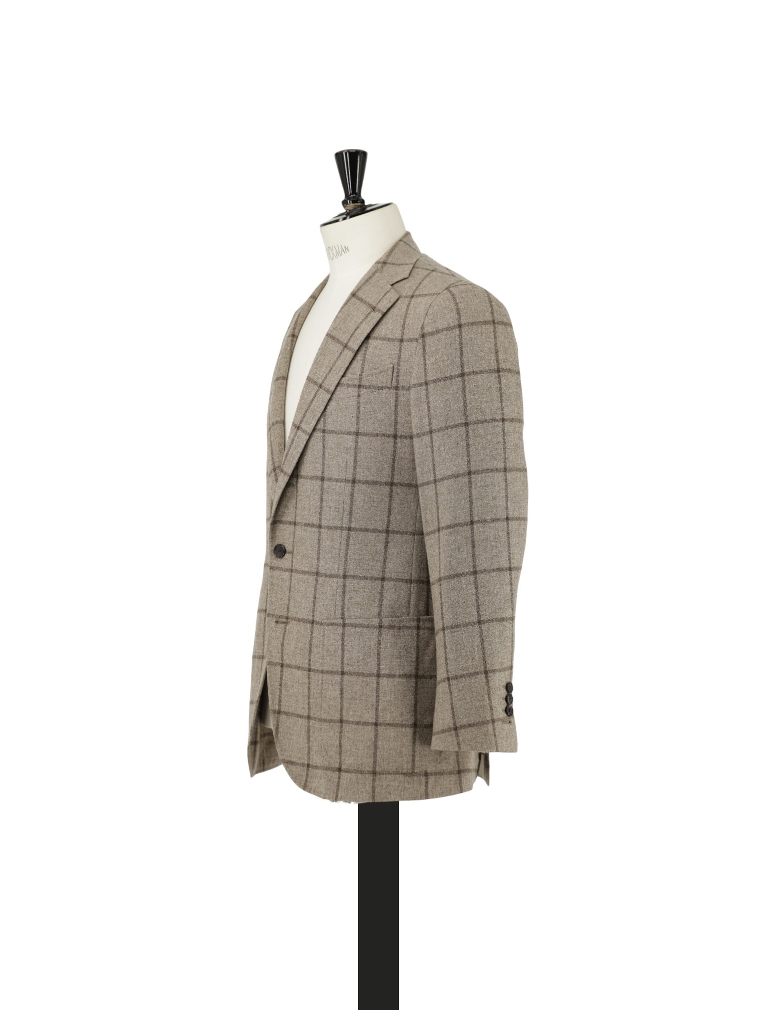 Caruso Light Brown Wool & Cashmere Windowpane Jacket