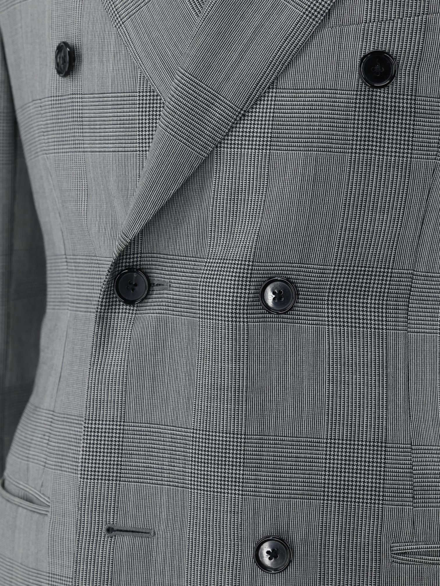 Caruso Grey Wool Double Breasted Prince of Wales Figaro Suit