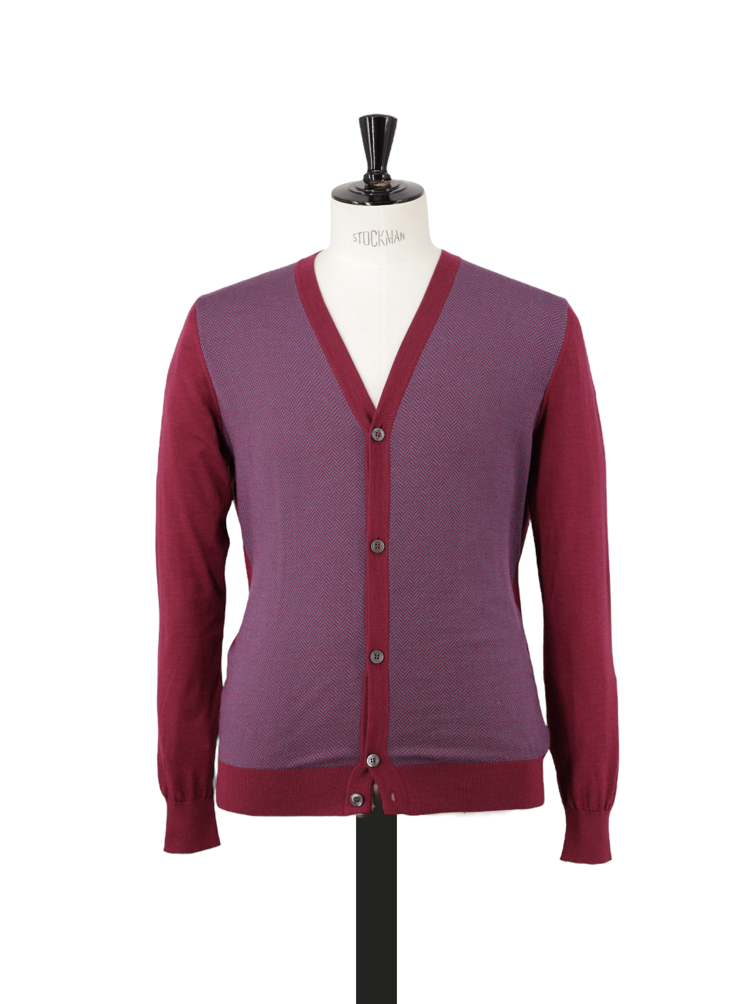 Cesare Attolini Cherry Red & Purple Wool & Silk Cardigan Sweater