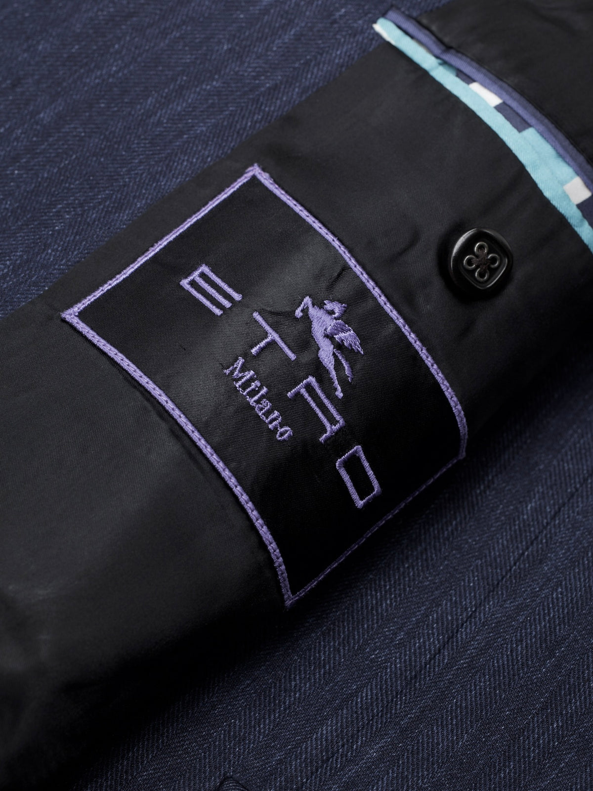Etro Milano Denim Blue Pure Linen Herringbone Suit