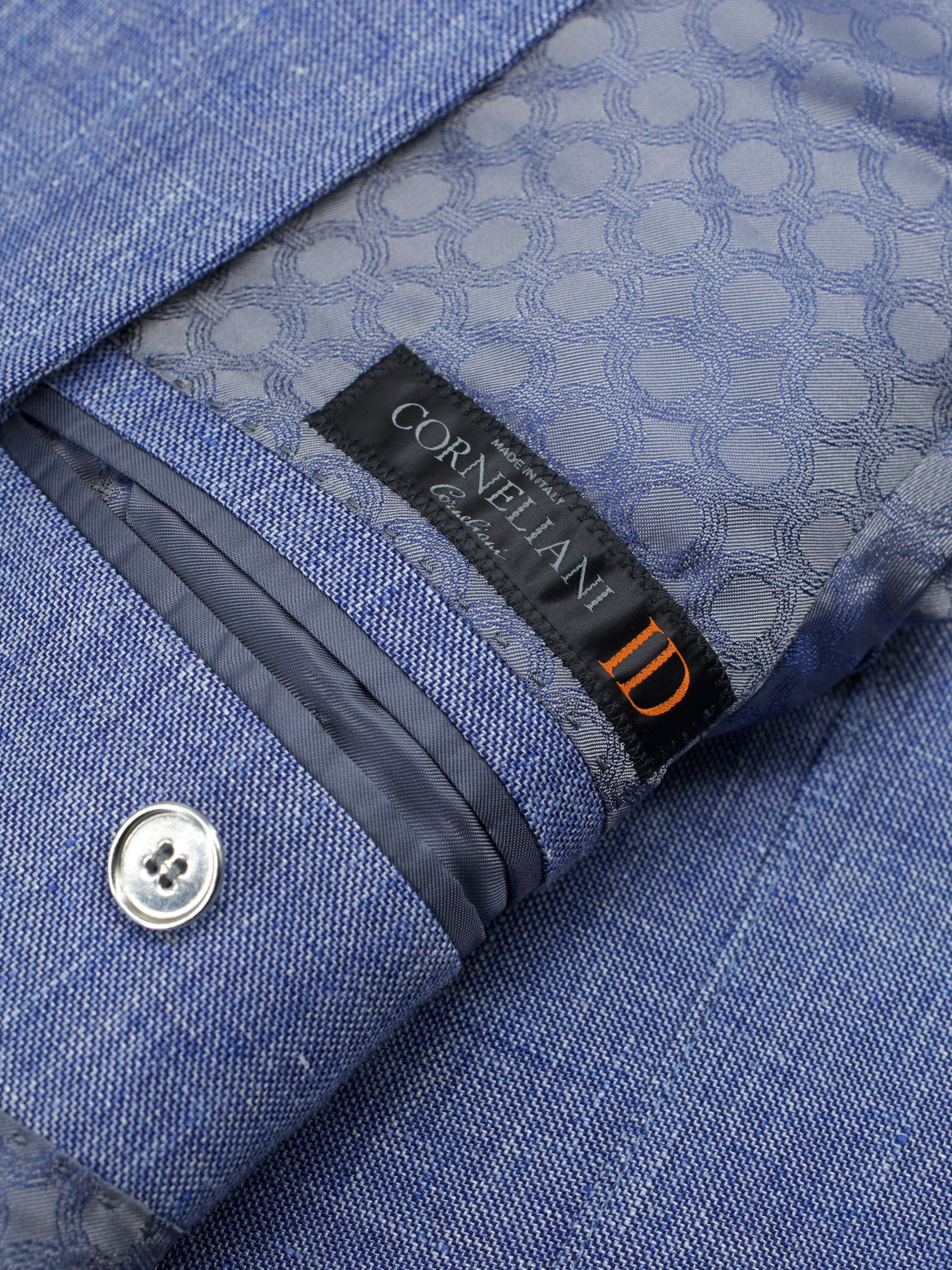 Corneliani ID Ice Blue Linen & Wool Melange Vespa Jacket