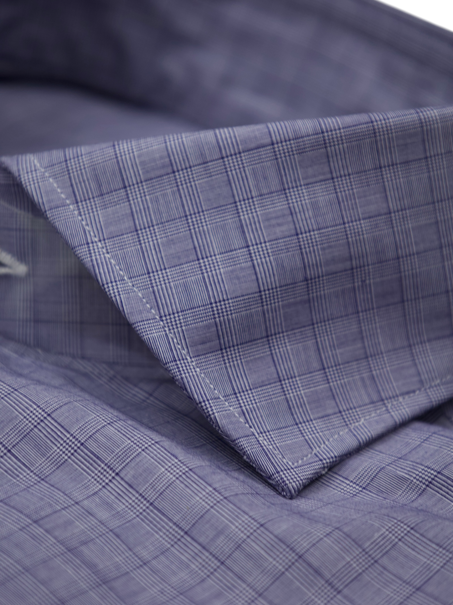 Finamore Steel Blue Glenplaid Cotton Shirt