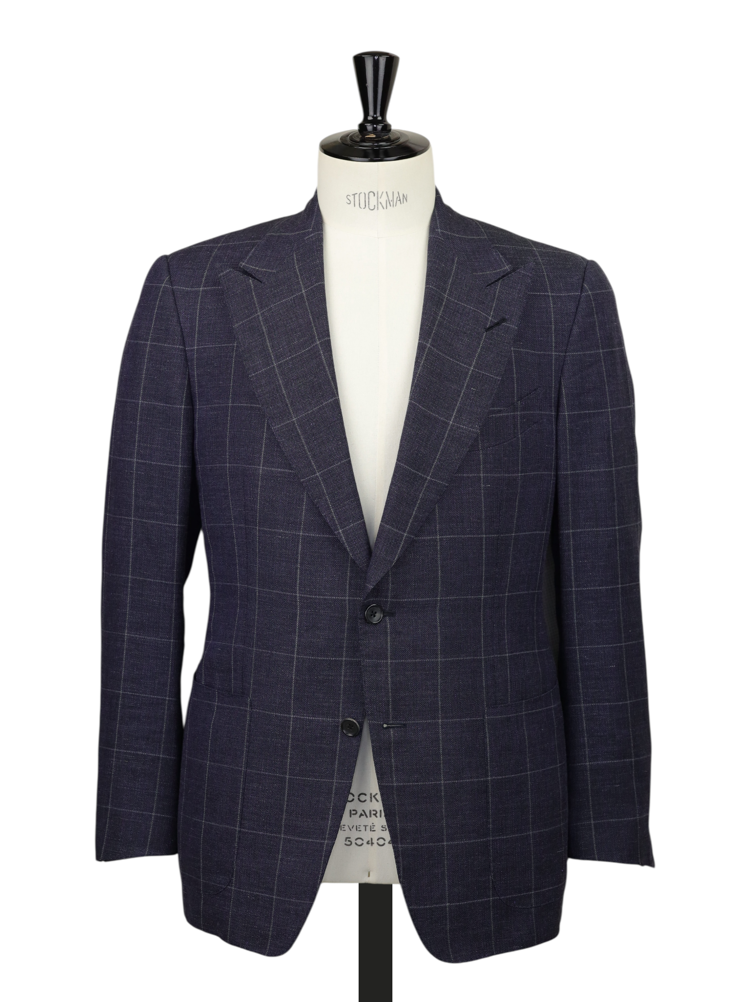 Tom Ford Dark-Indigo Wool, Linen & Silk Windowpane Windsor Jacket