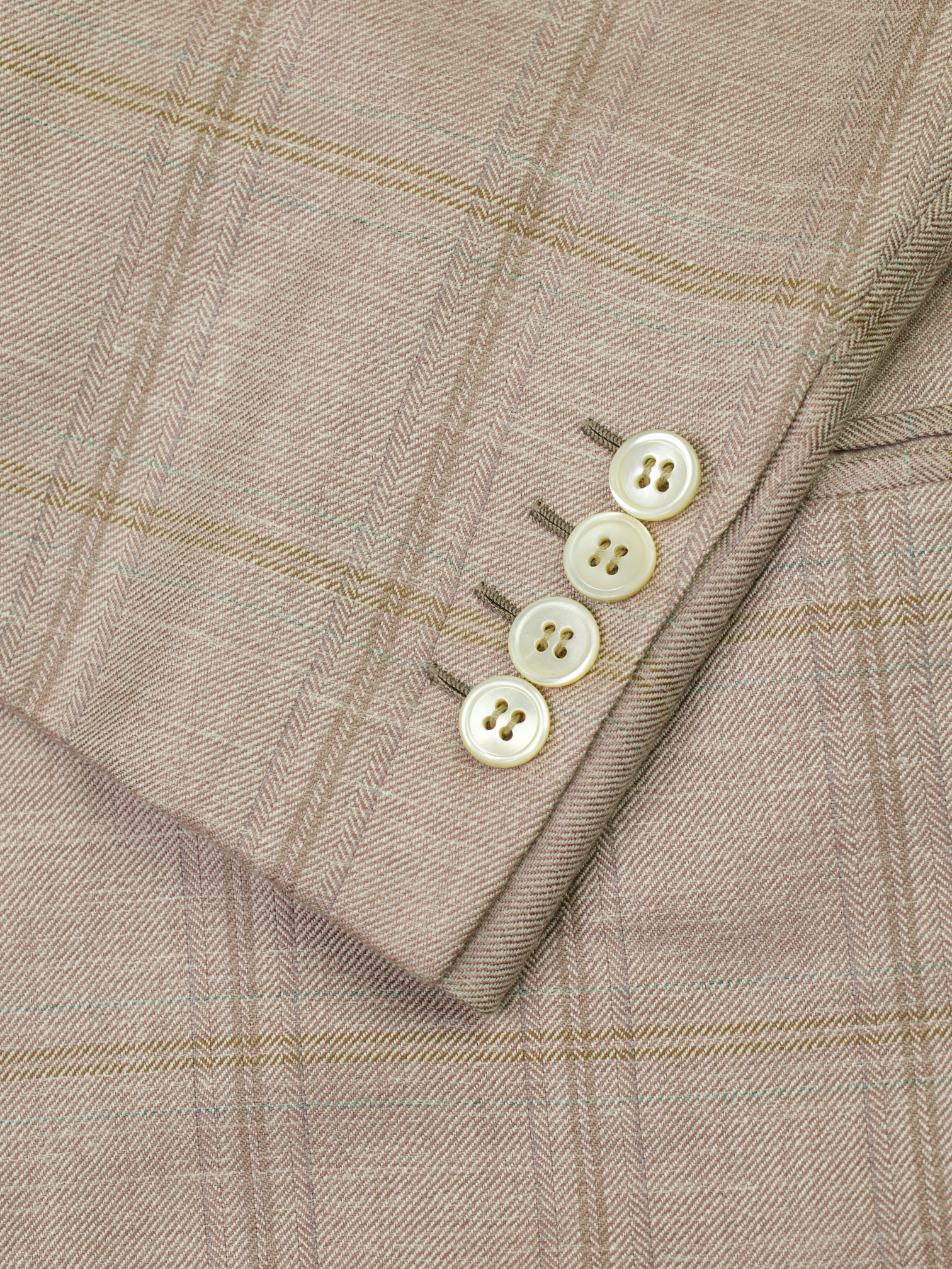 Brioni Dusty Rose Cashmere, Silk & Linen Windowpane "Chigi" Jacket