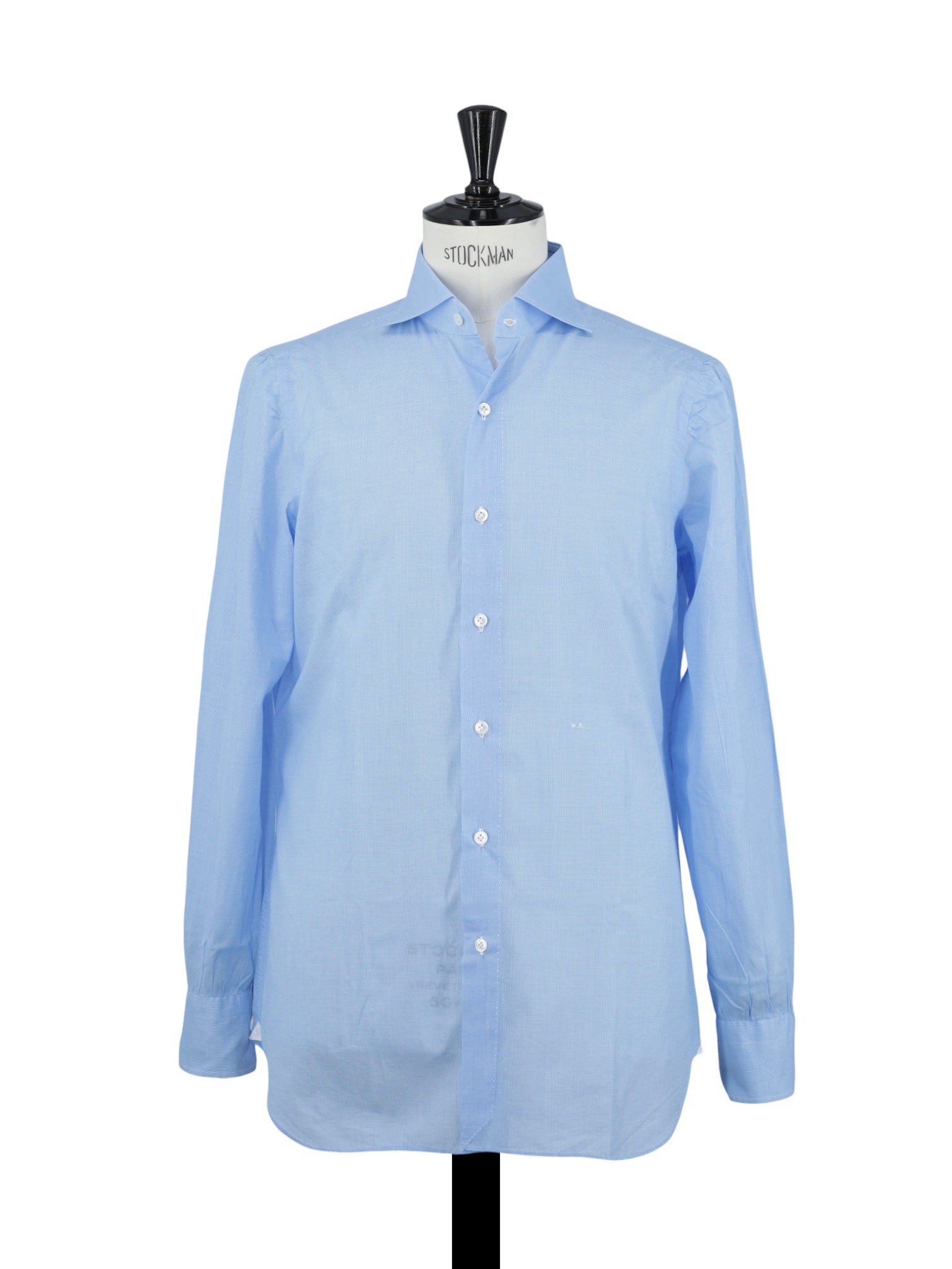 Finamore Azure Blue Carlo-Riva Cotton Micro-Pattern Shirt