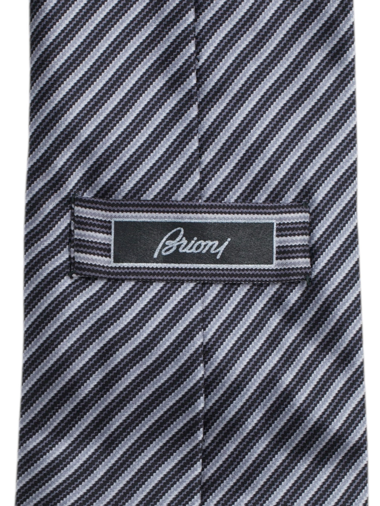 Brioni Black & Grey Madder Silk Multi-Striped Tie