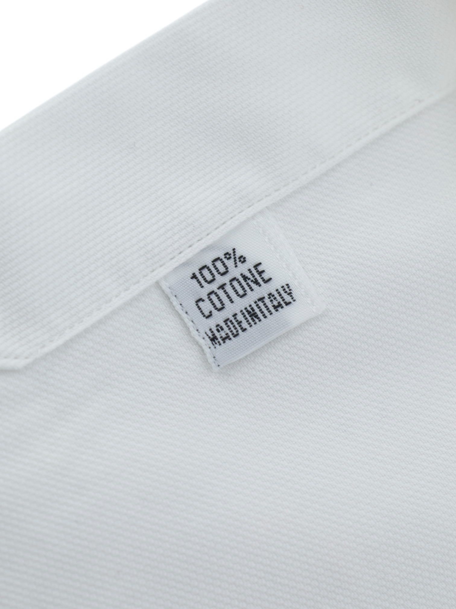 Finamore White Cotton Micro-Pattern French Cuff Dress Shirt