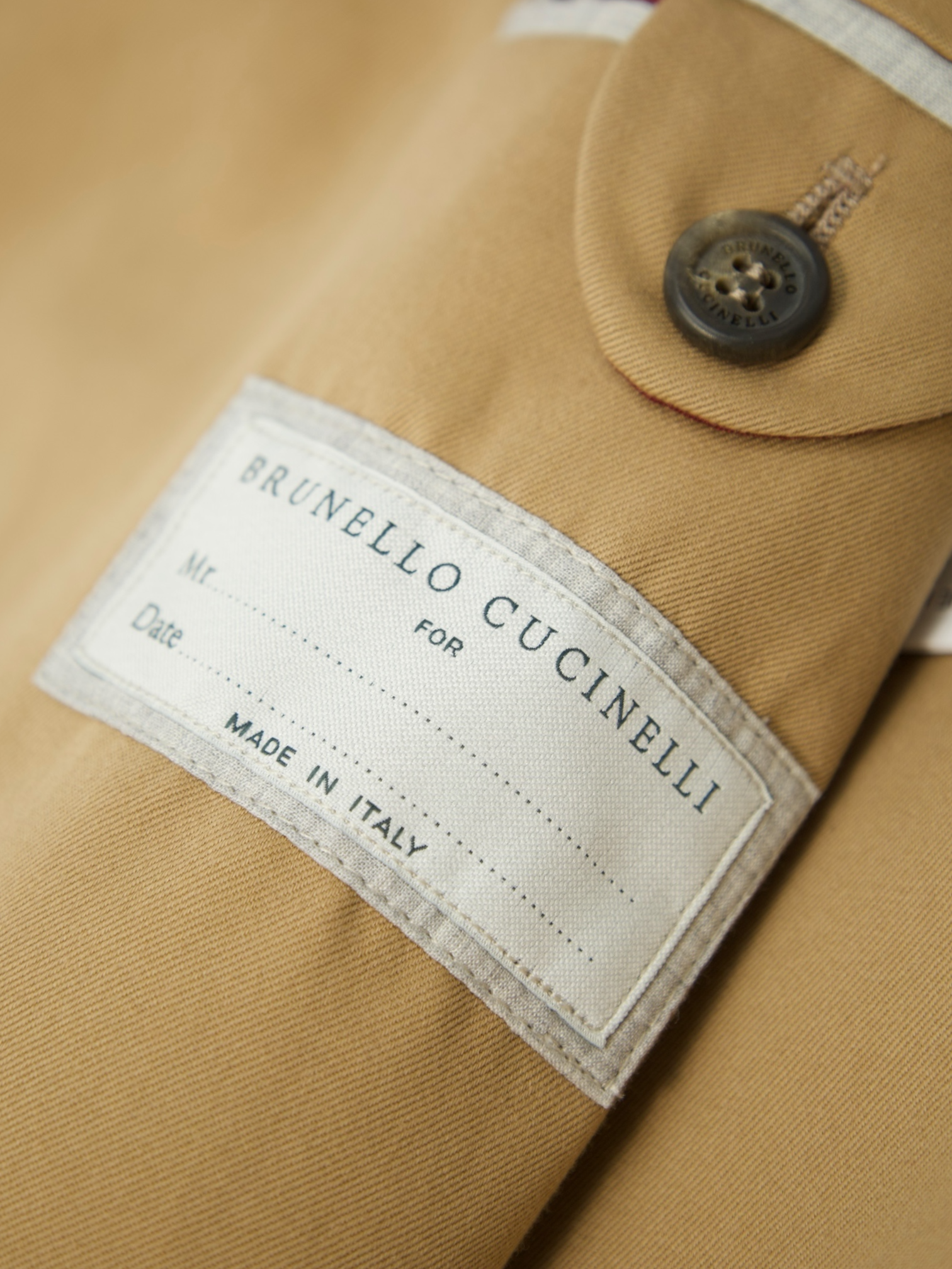 Brunello Cucinelli Camel Brown Wool & Cotton Twill Jacket