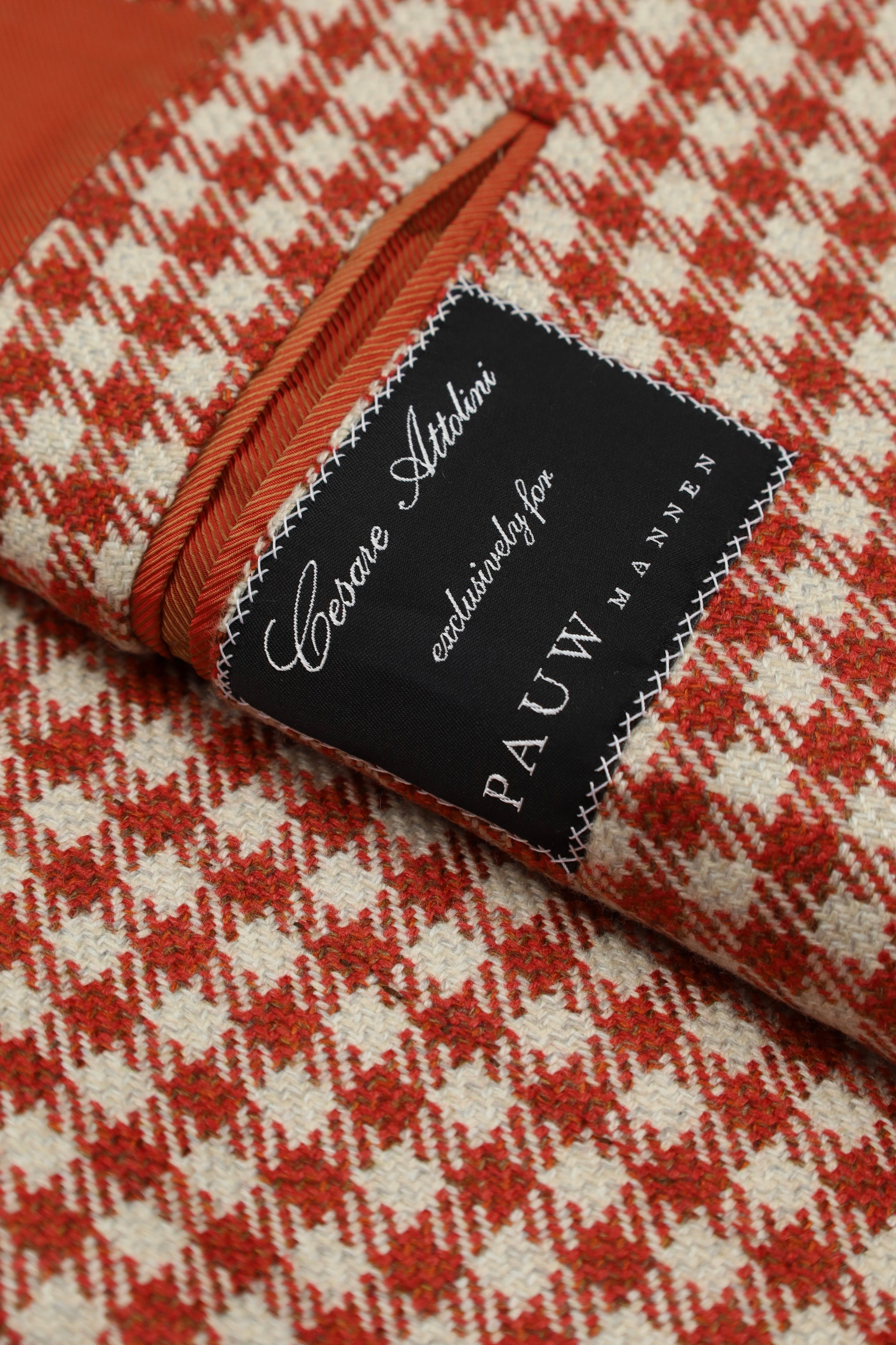 Cesare Attolini Red Gingham Check Cashmere Jacket