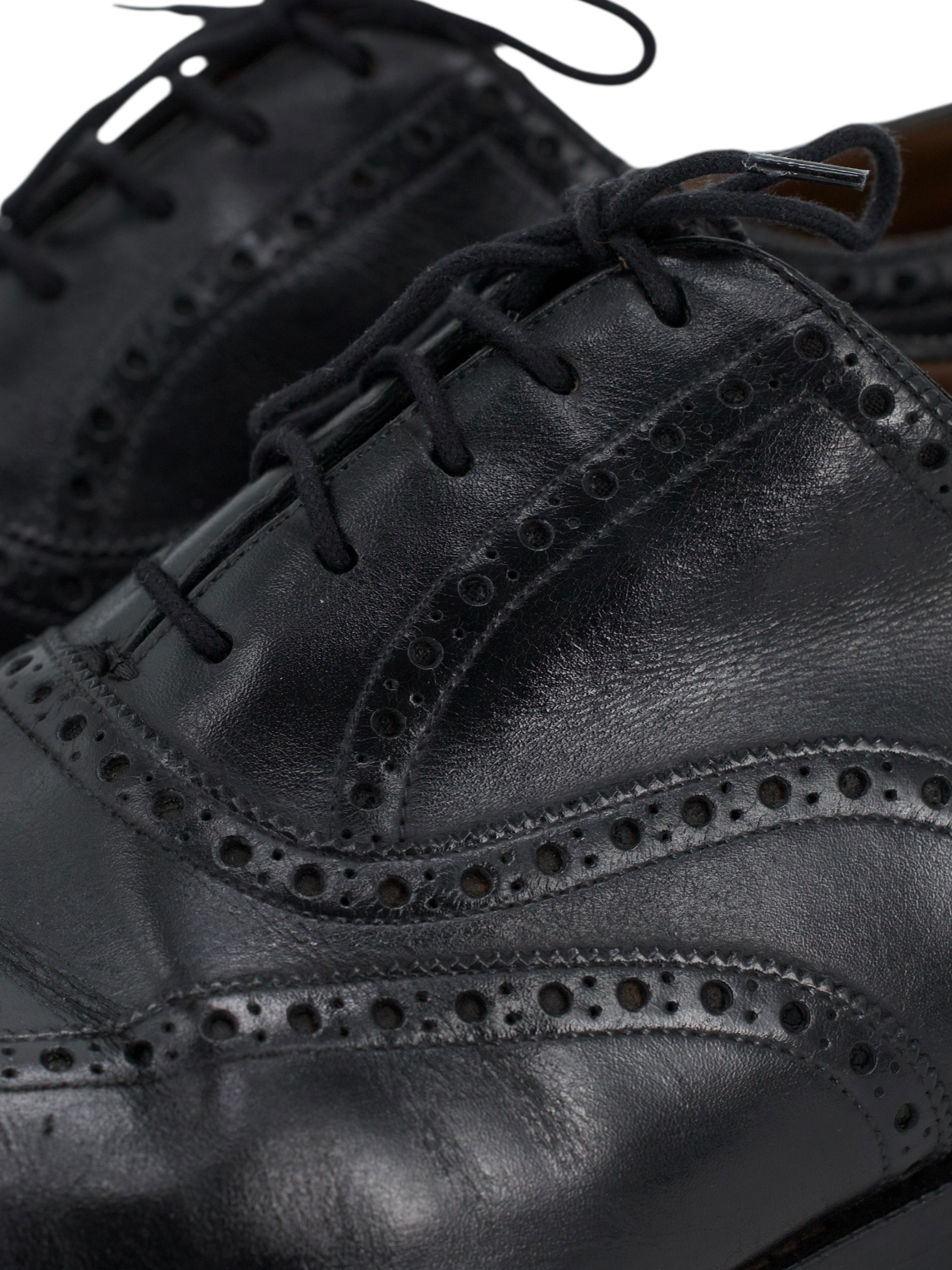 Edward Green Black Calfleather Wingtip & Perforation Oxford Lace-Ups