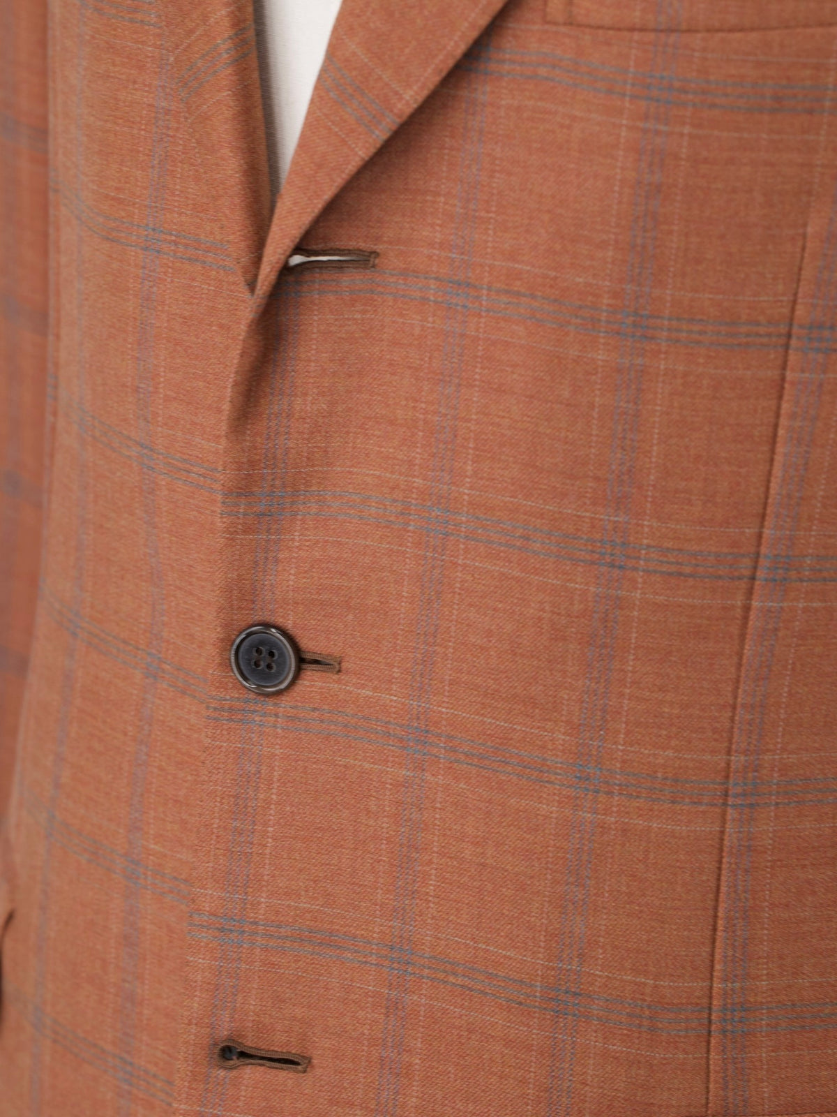 Brioni Peach & Steel Grey Wool Windowpane Vintage Nomentano Jacket