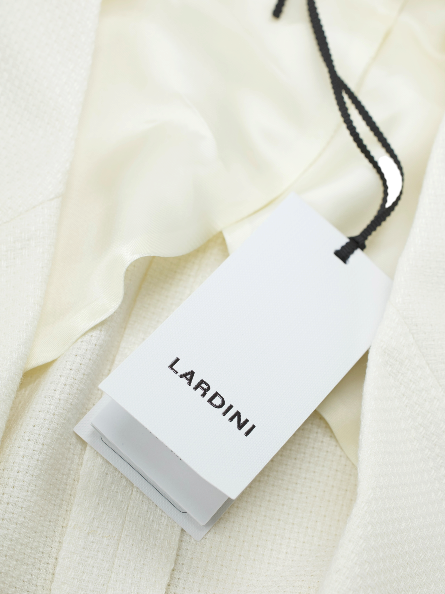 Lardini White Double Breasted Wool, Linen & Silk Hopsack Jacket