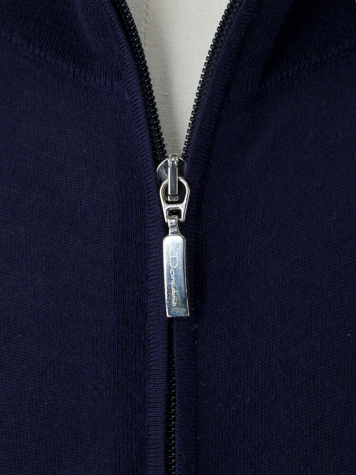 Doriani Navy Wool, Silk & Cashmere Full-Zip Cardigan