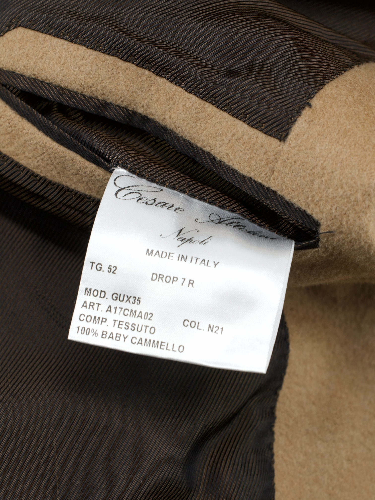 Cesare Attolini Beige Pure Camel Twill Winter Jacket