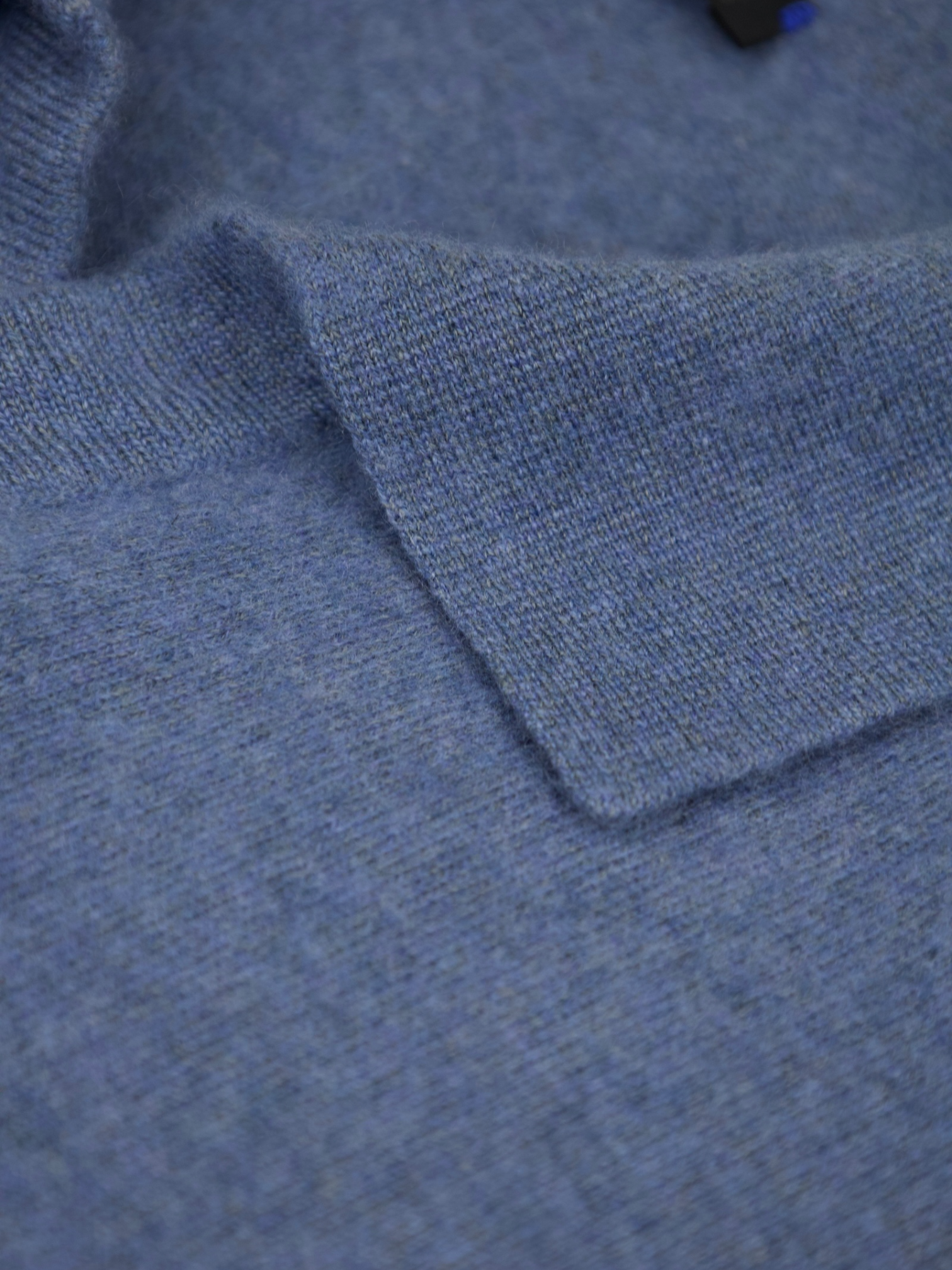 Cesare Attolini Steel Blue Cashmere & Linen Long Sleeve Polo