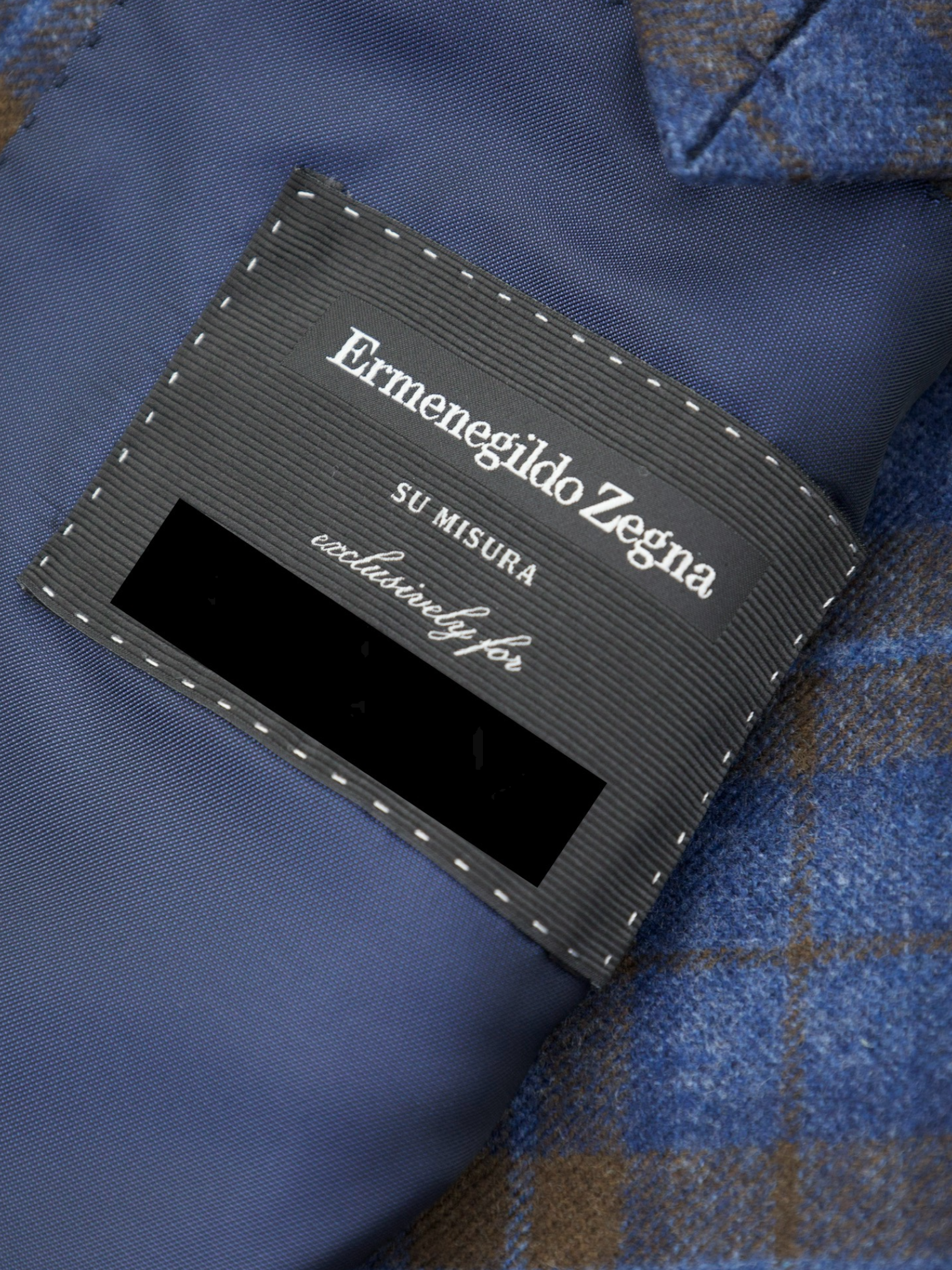 Ermenegildo Zegna Denim Blue & Castagne Brown Trofeo Wool & Cashmere Windowpane Jacket