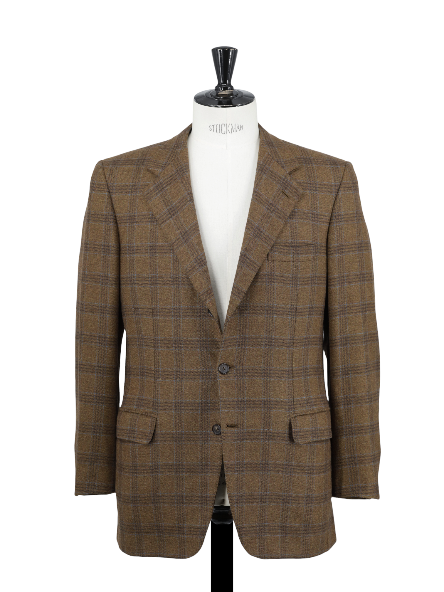 Brioni Brown & Light Blue Pure Wool Overcheck Palatino Jacket