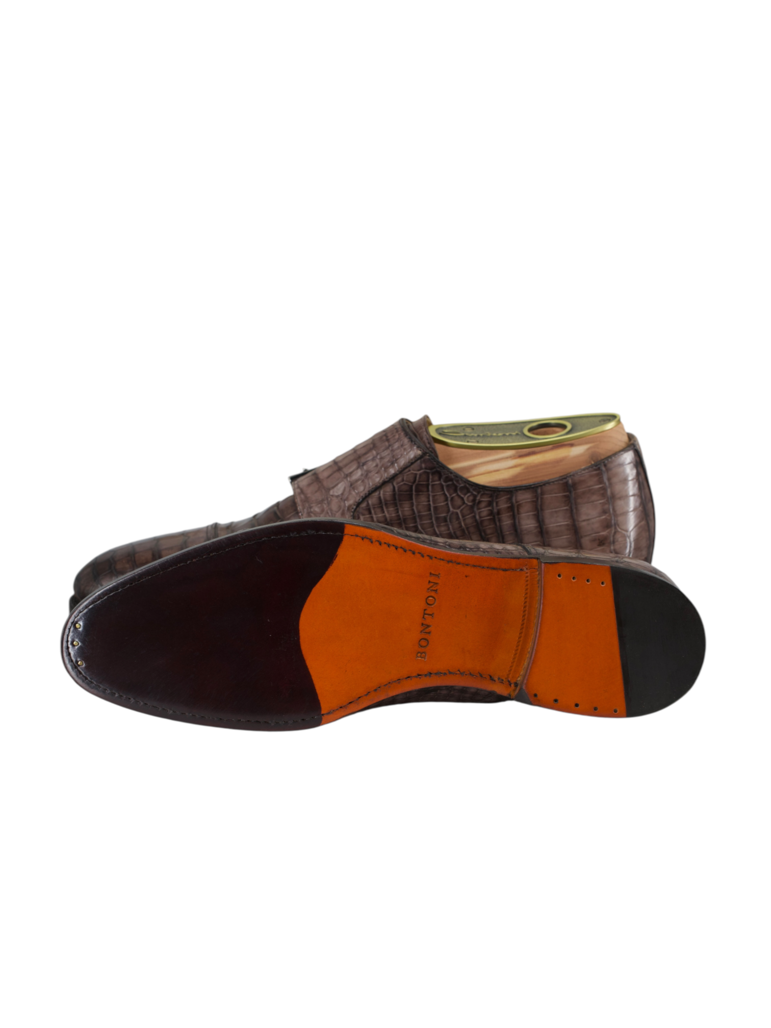 Santoni Taupe Mississippi-Alligator Double Monk