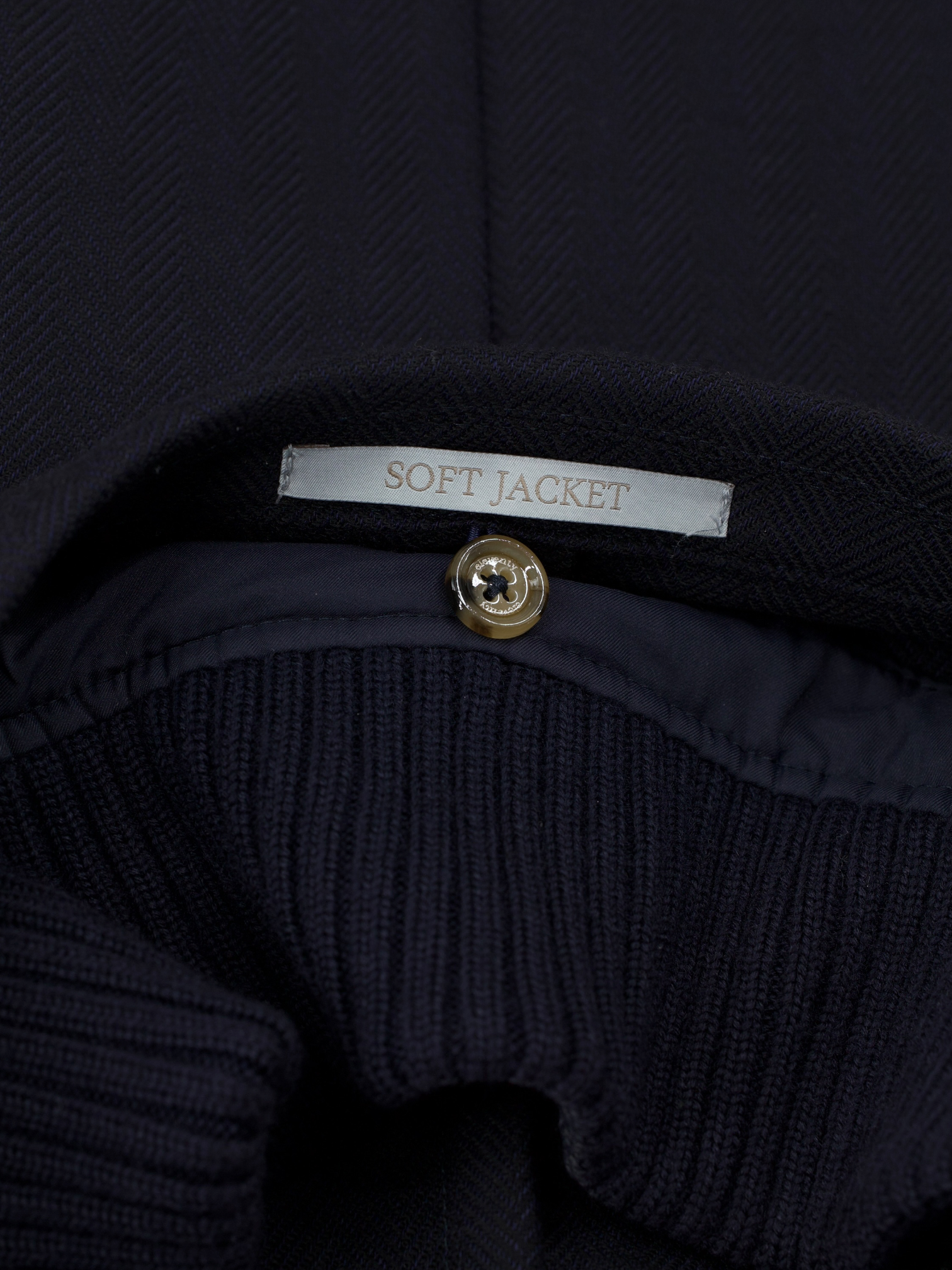 Eleventy Navy Wool-Stretch Removable-Front Herringbone Vespa Jacket