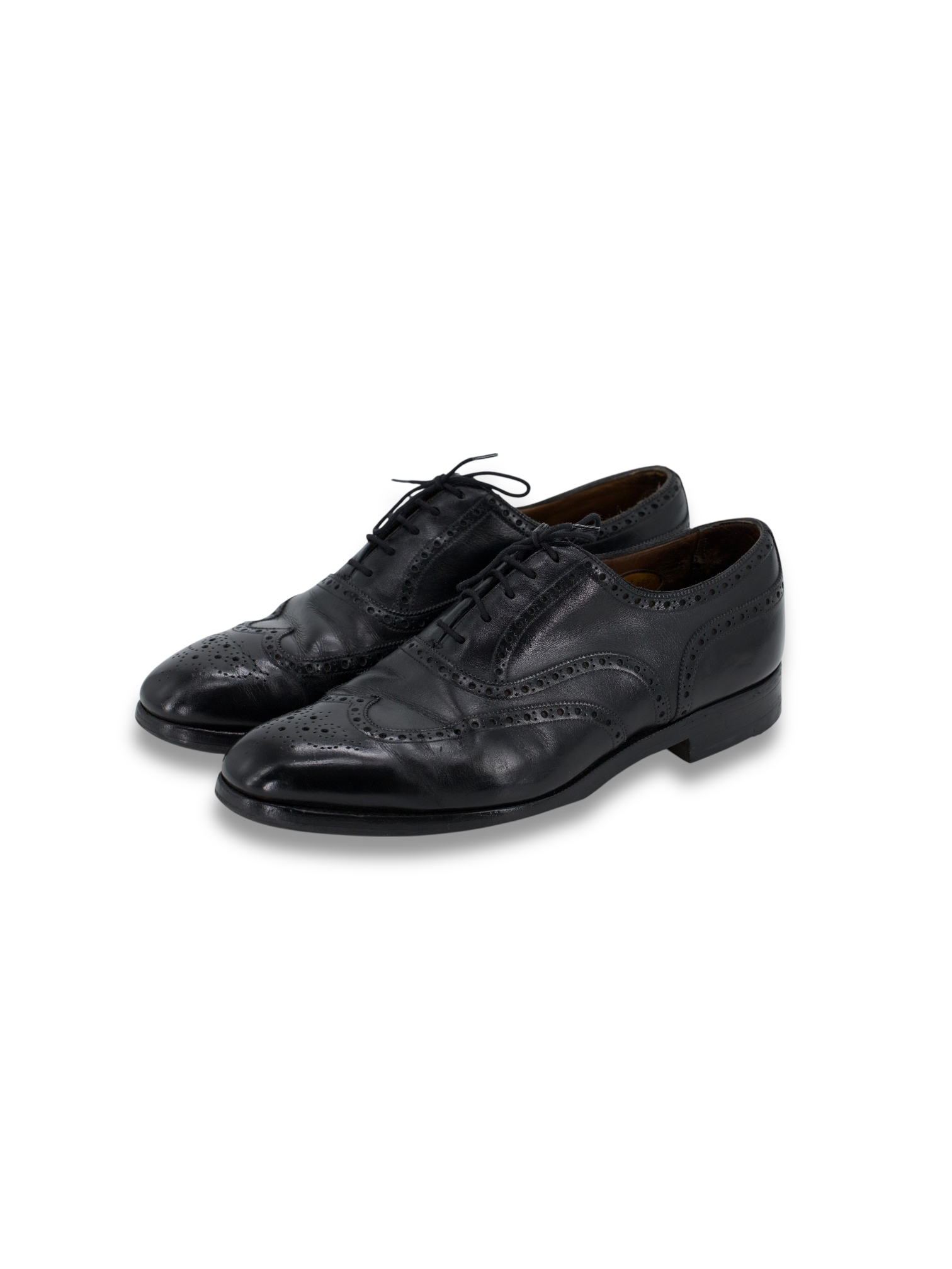 Edward Green Black Calfleather Wingtip & Perforation Oxford Lace-Ups