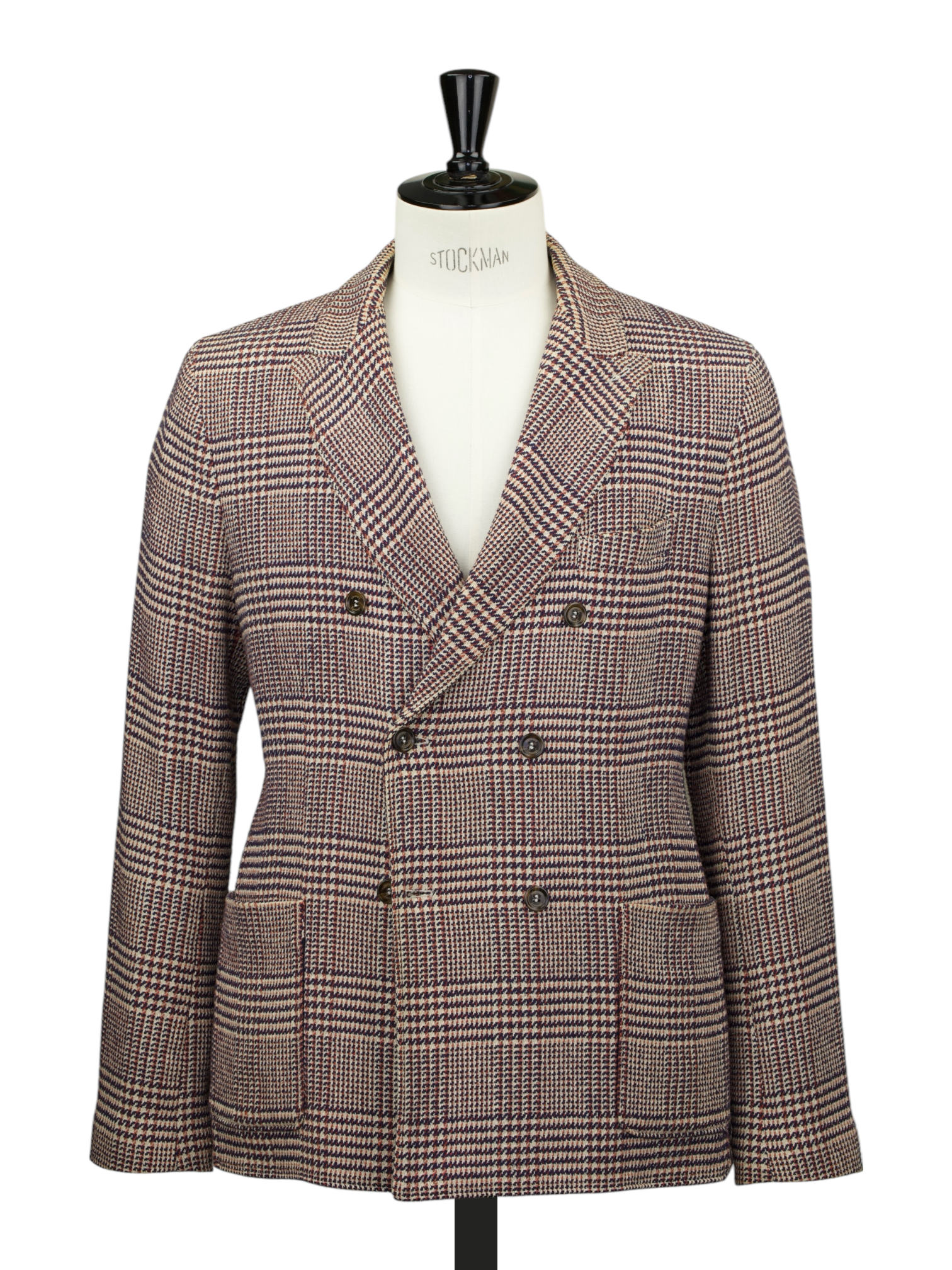 Eleventy Light Brown Tweed Double-Breasted Prince of Wales Jacket