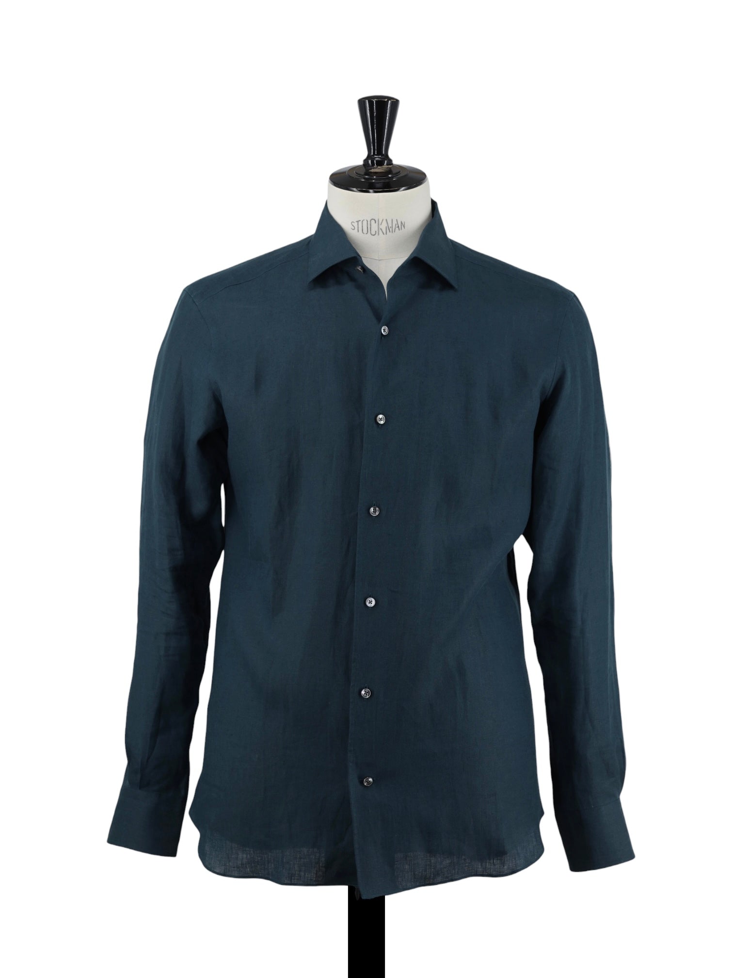 Ermenegildo Zegna Dark Teal Oasi-Linen Regular-Fit Shirt