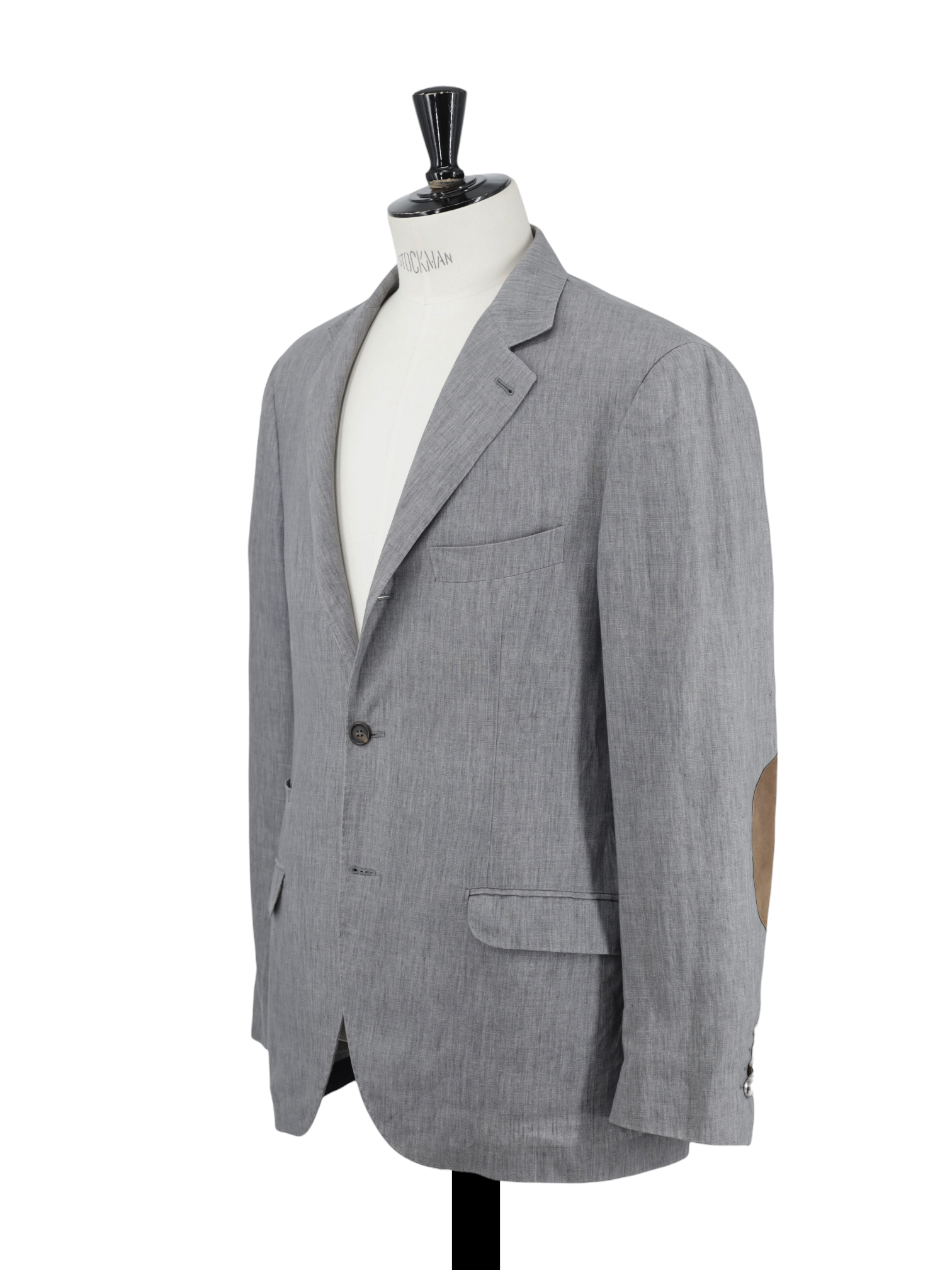 Brunello Cucinelli Light Grey Linen Elbow-Patch Italian-Countryside Jacket