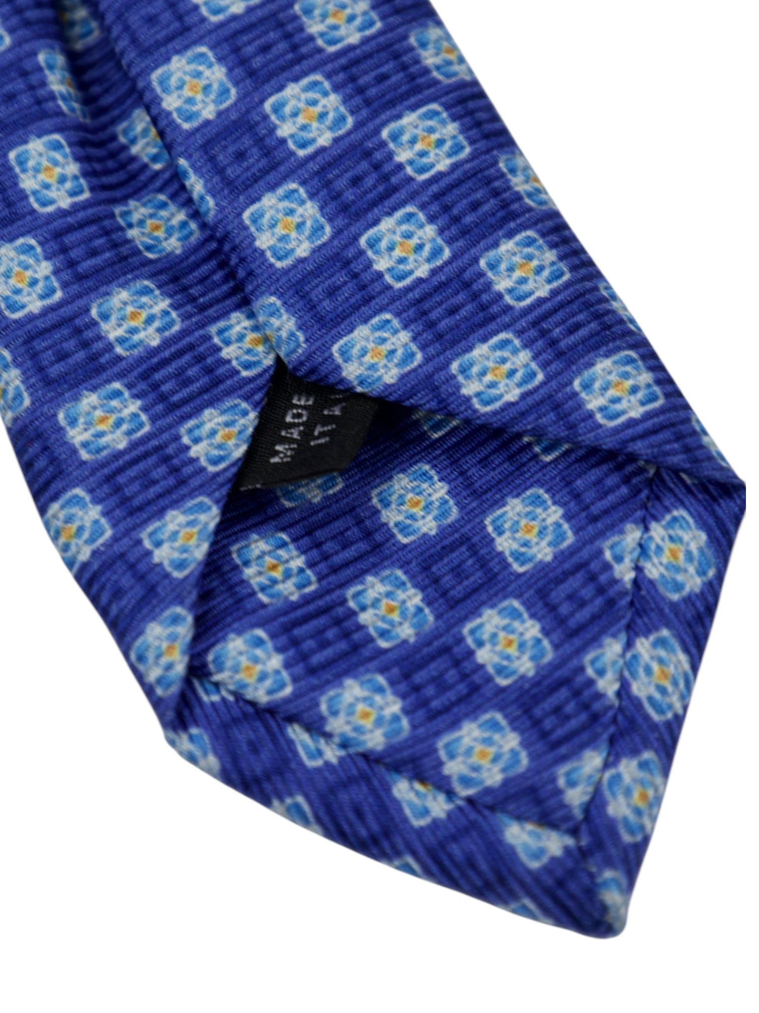 Luigi Borrelli Azure Blue 3-Fold Geometric Pattern Silk Tie