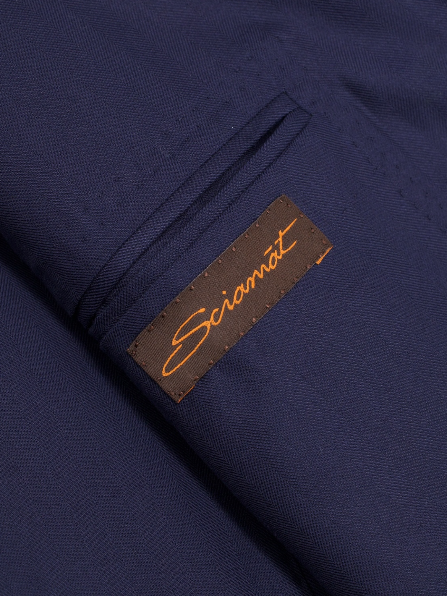 Sciamat Navy Bespoke Extrafine-Wool Herringbone Jacket