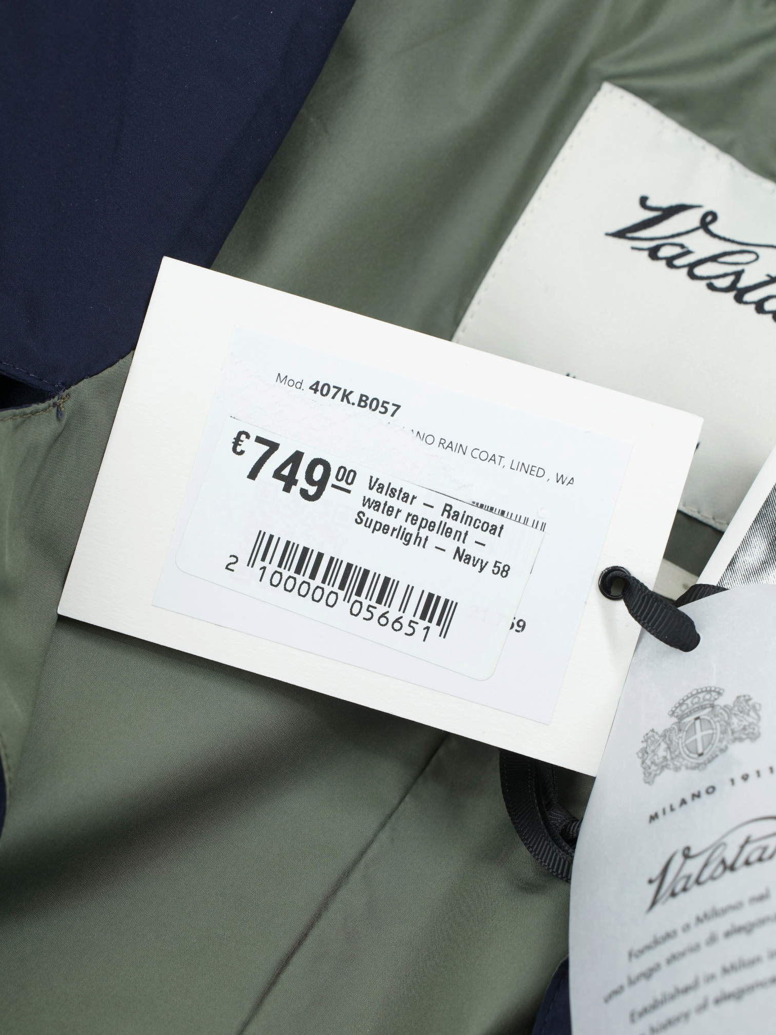 Valstar Navy Superlight Water-Repellent "Tascabile" Raincoat