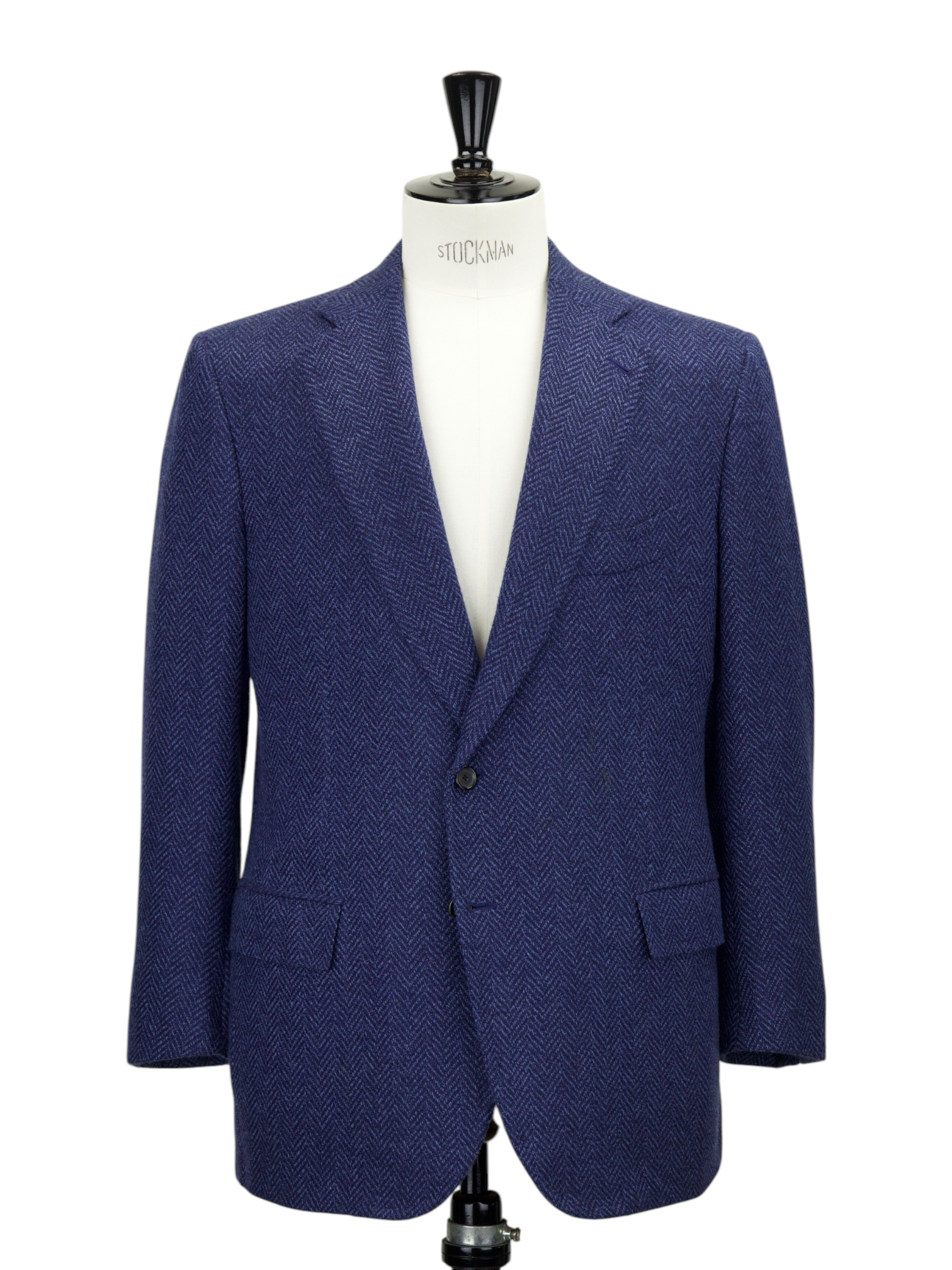 Cesare Attolini Blue Cashmere Herringbone Jacket