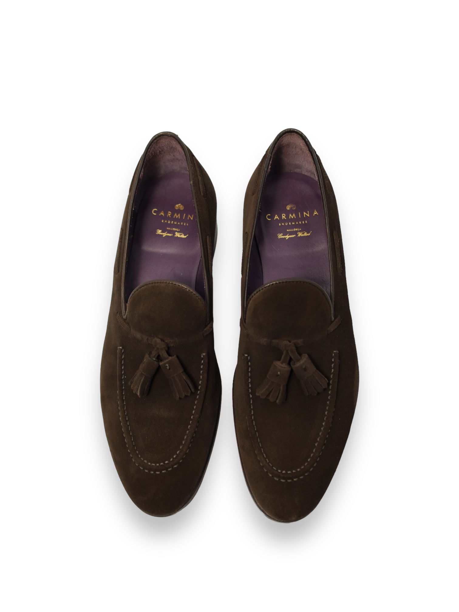 Carmina Chocolate Brown Suede Tassel Loafer