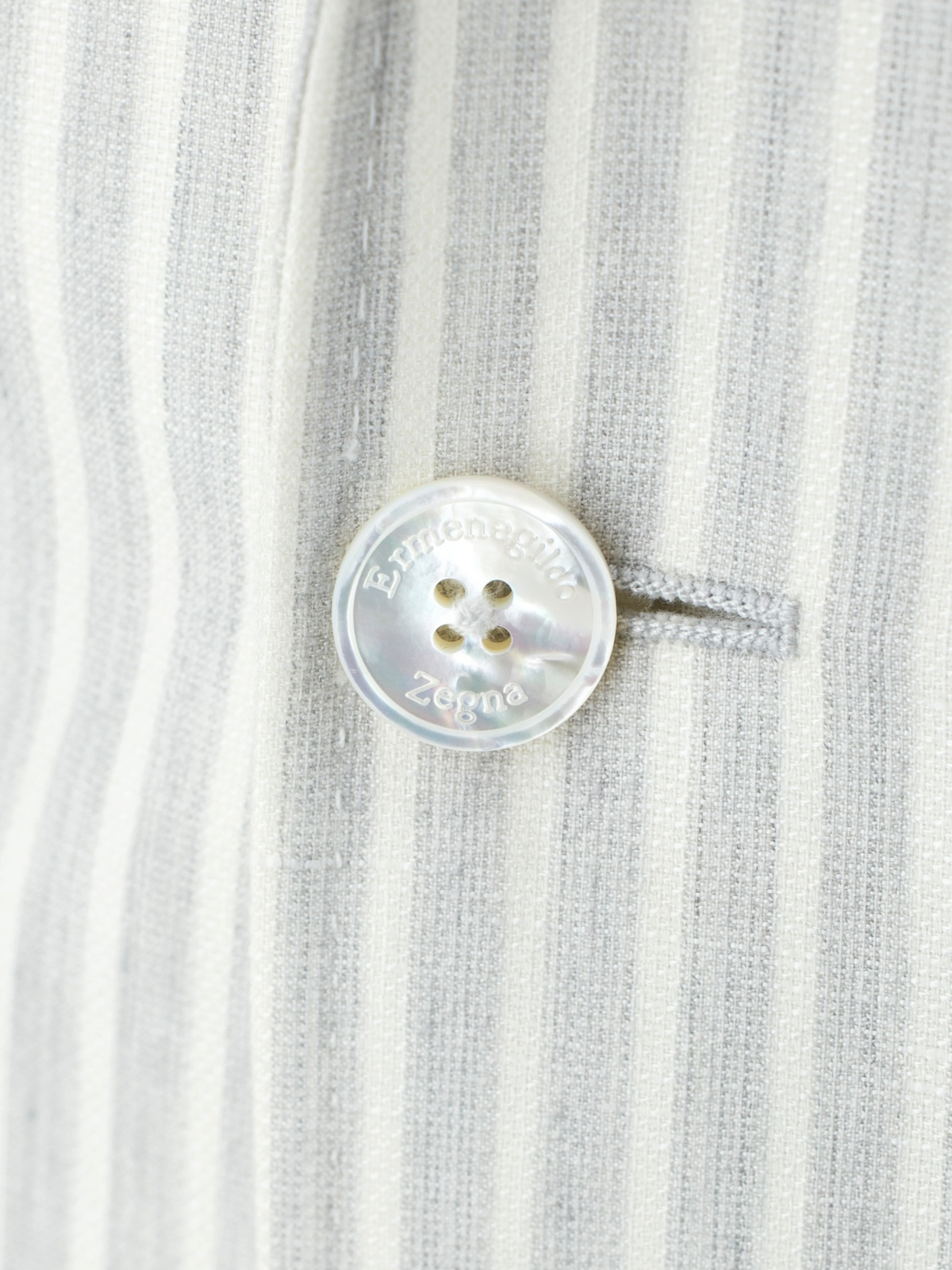 Ermenegildo Zegna Light Grey & White Linen, Cashmere & Silk Striped Riviera Jacket