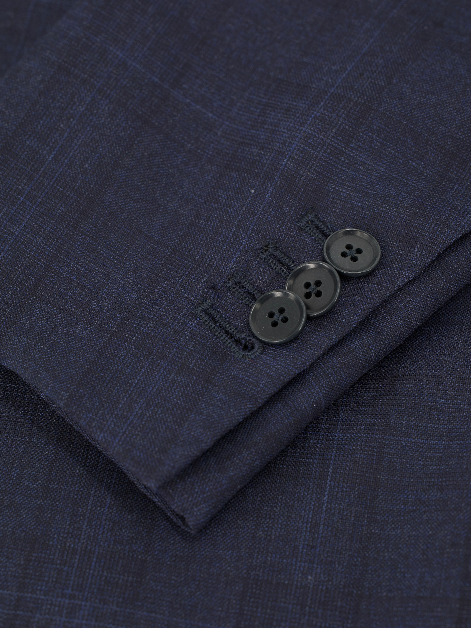 Isaia Dark Blue Fine-Wool Shadow Check “Amalfi” Suit