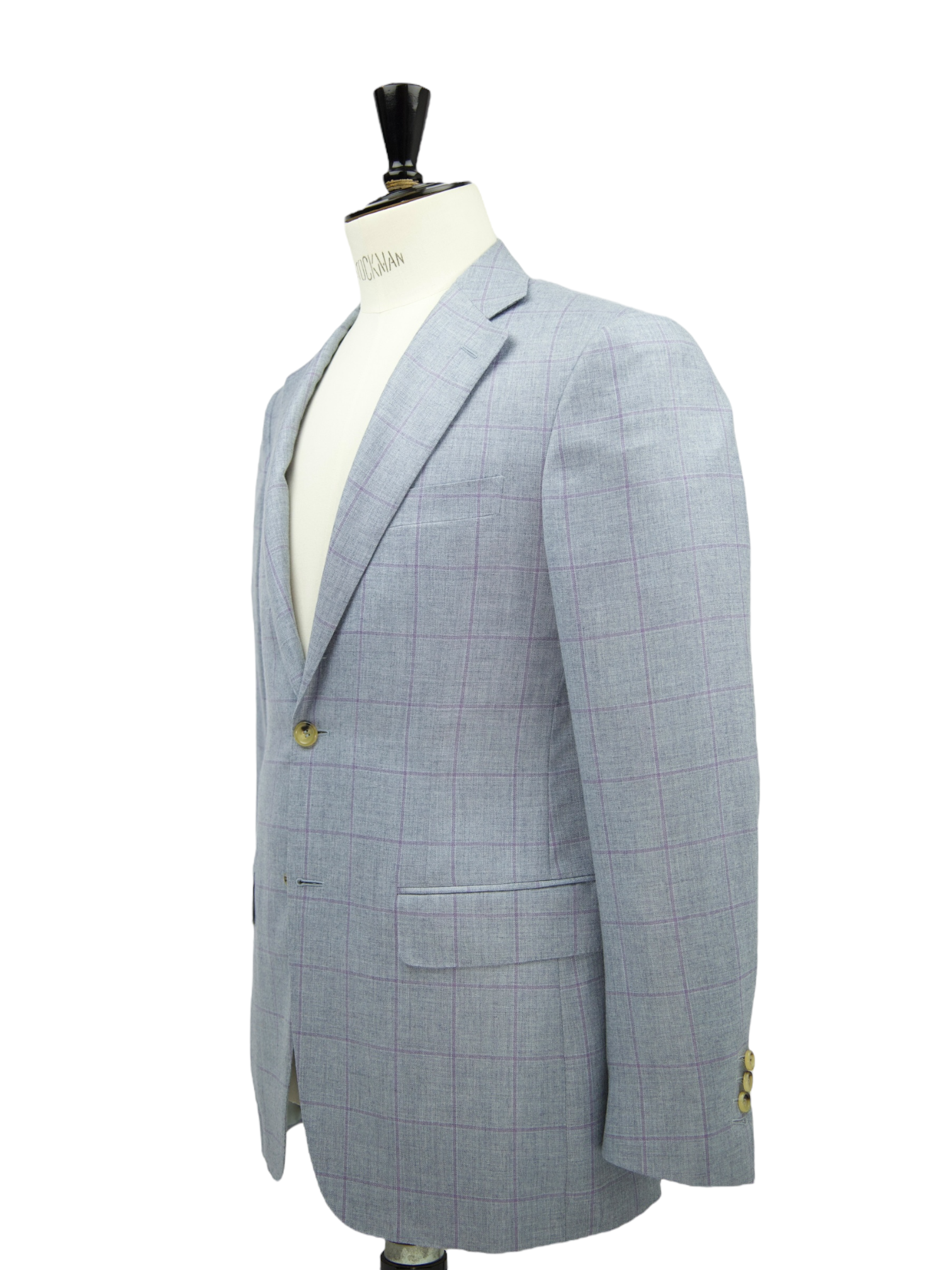 Canali Light Grey & Lavendel Cashmere & Silk Windowpane Jacket