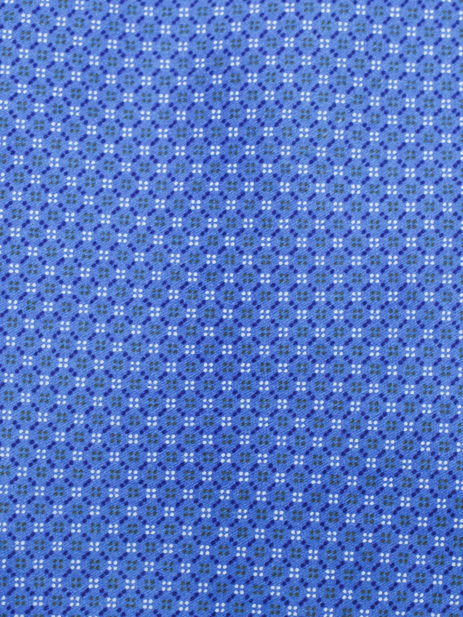 Ermenegildo Zegna Sky Blue Shiny-Silk Geometric Pattern Tie