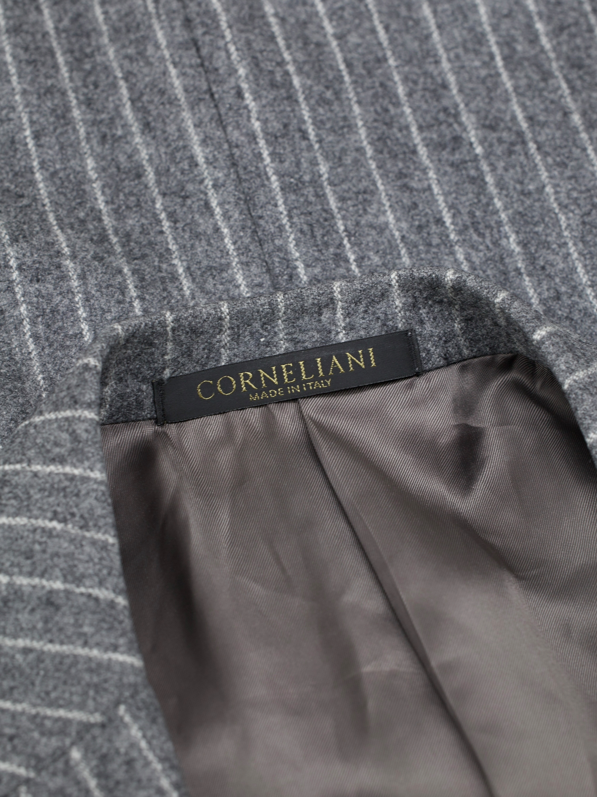 Corneliani Grey Wool-Flannel Classic Pinstripe Winter Suit