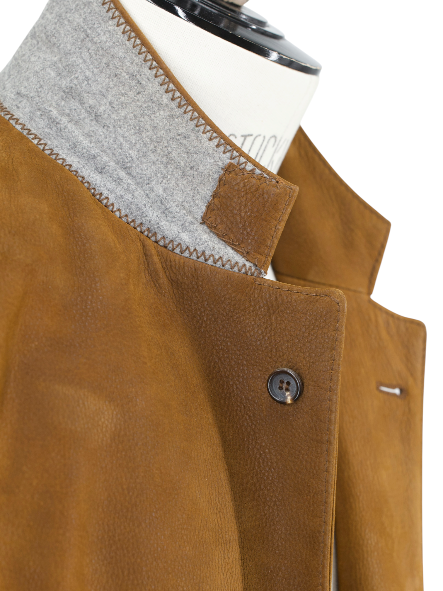 Brunello Cucinelli Whiskey Brown Grain-Leather Jacket