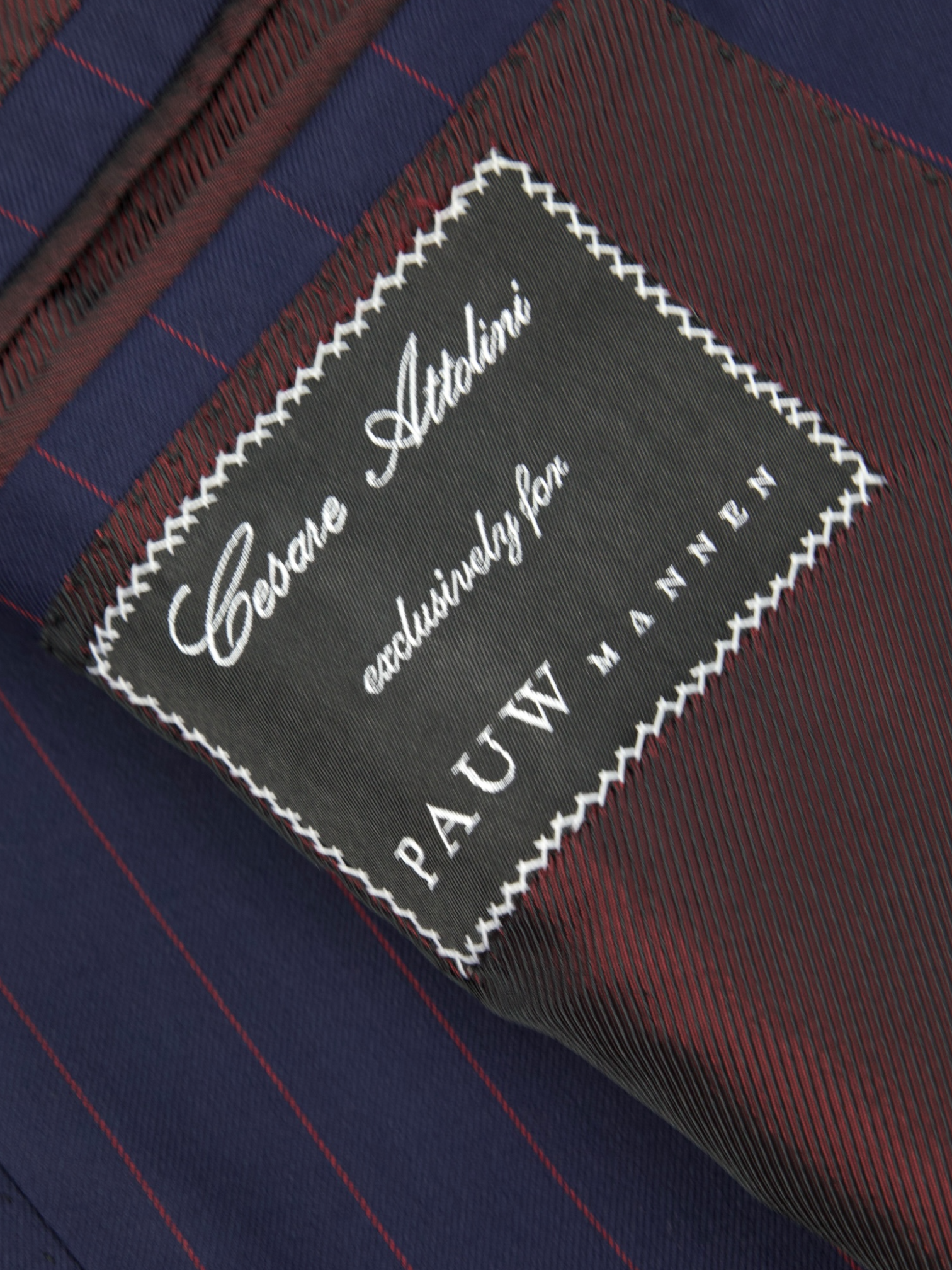 Cesare Attolini Blue & Red Double Breasted Super 200's Pinstripe Suit