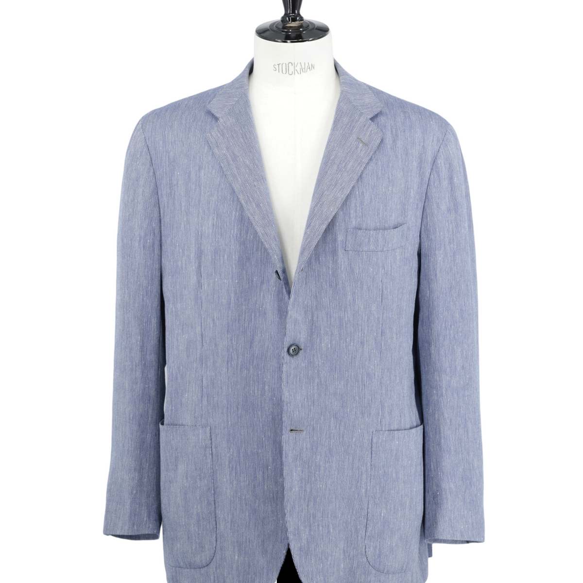 Kiton Blue Cashmere, Silk & Linen Speckled-Stripe Summer Jacket